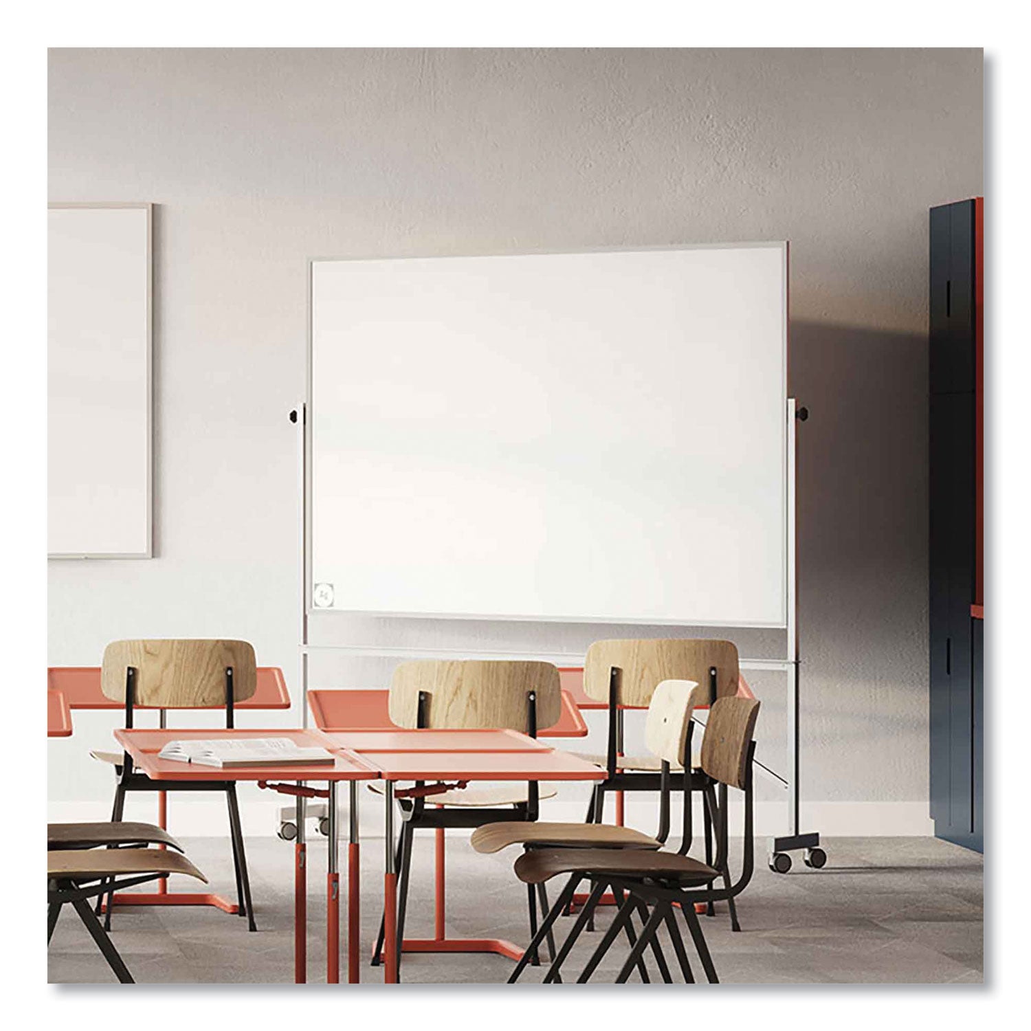 Ghent Reversible Magnetic Hygienic Porcelain Whiteboard with Aluminum Frame, 96" x 48", White Surface, Satin Aluminum Frame