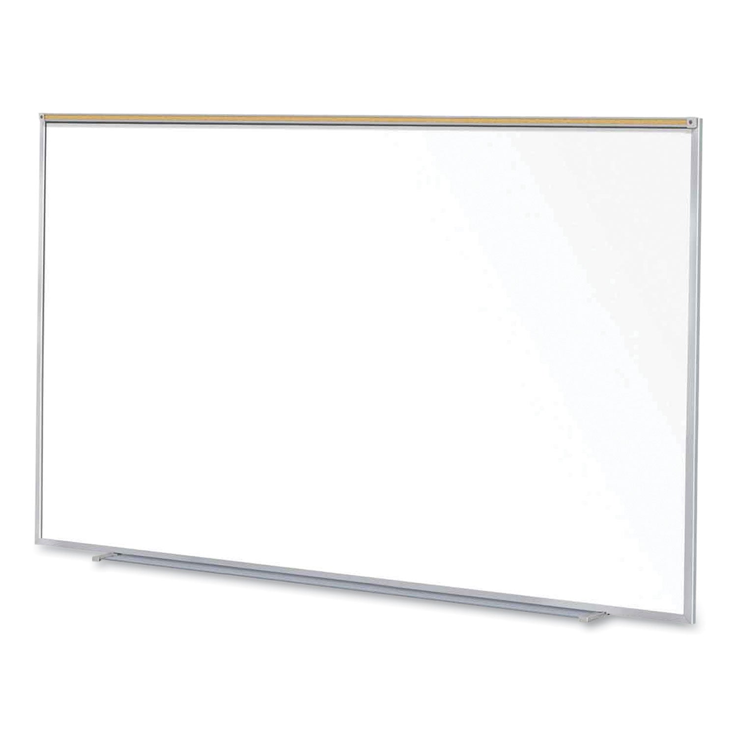 Ghent Magnetic Porcelain Whiteboard with Aluminum Frame and Maprail, 96.53" x 60.47", White Surface, Satin Aluminum Frame