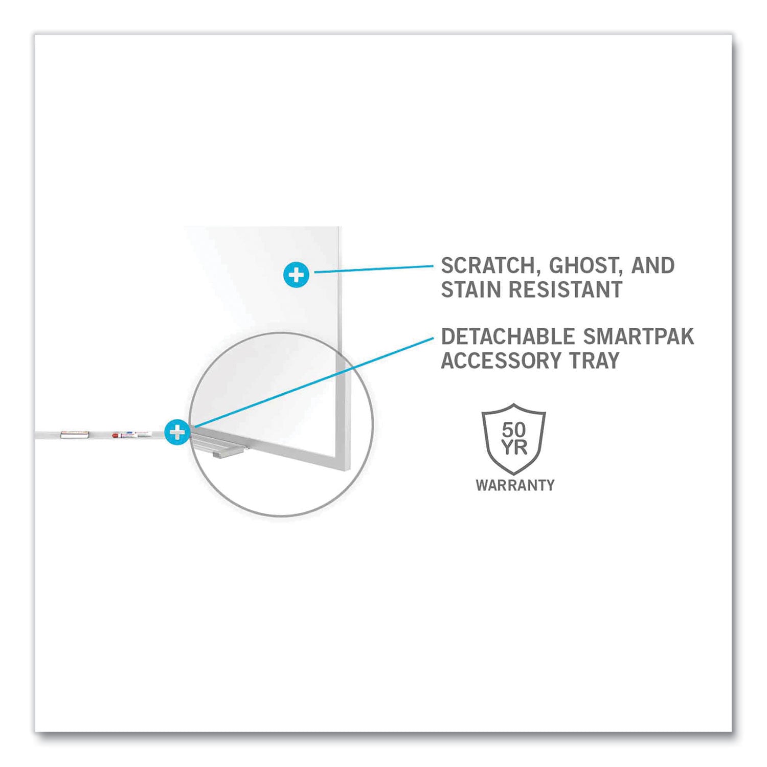 Ghent Magnetic Porcelain Whiteboard with Aluminum Frame and Maprail, 144.59" x 60.47", White Surface, Satin Aluminum Frame