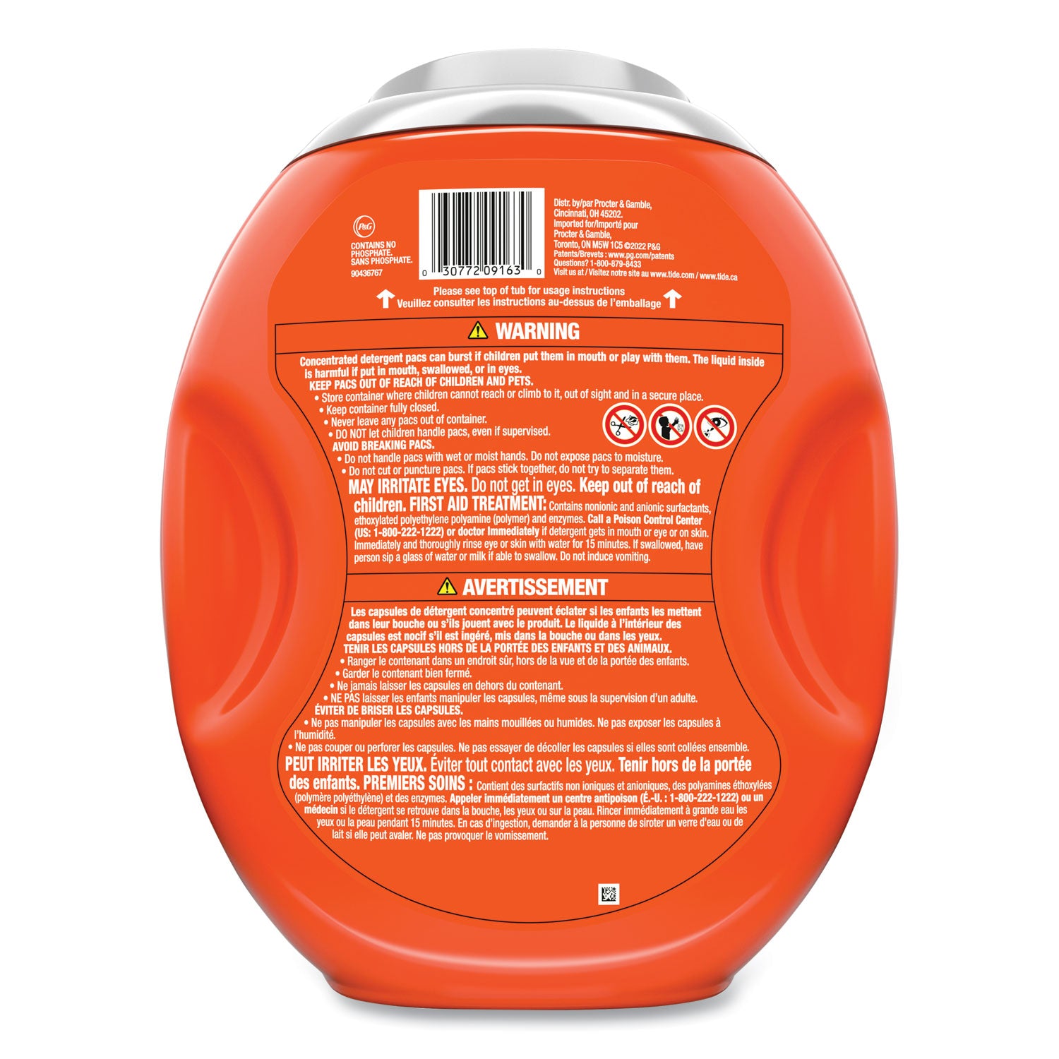 Tide® Hygienic Clean Heavy 10x Duty Power Pods, Original Scent, 76 oz Tub, 45 Pods, 4/Carton