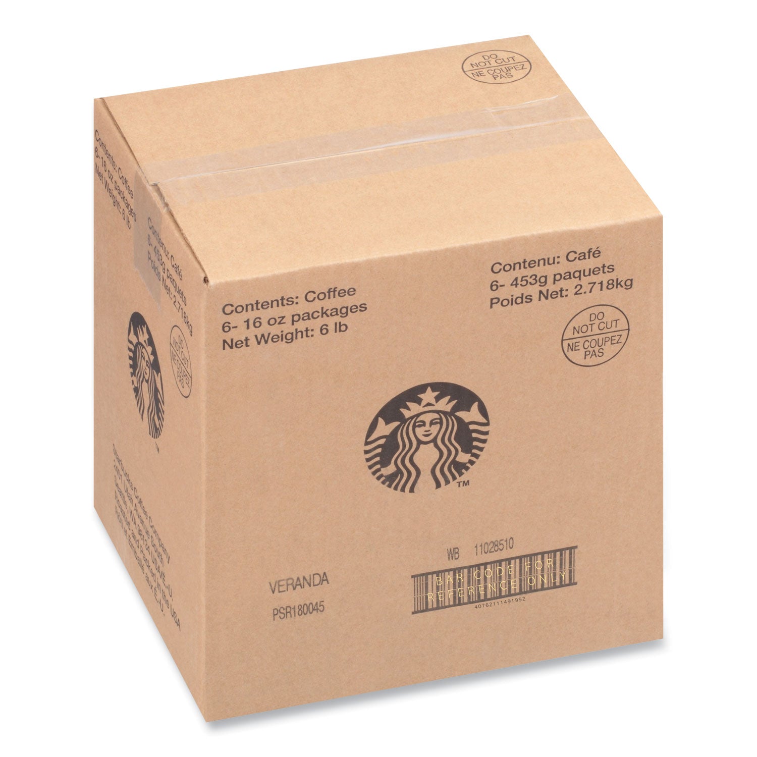 Starbucks® Veranda Blend Coffee, Whole Bean, 1 lb Bag, 6/Carton