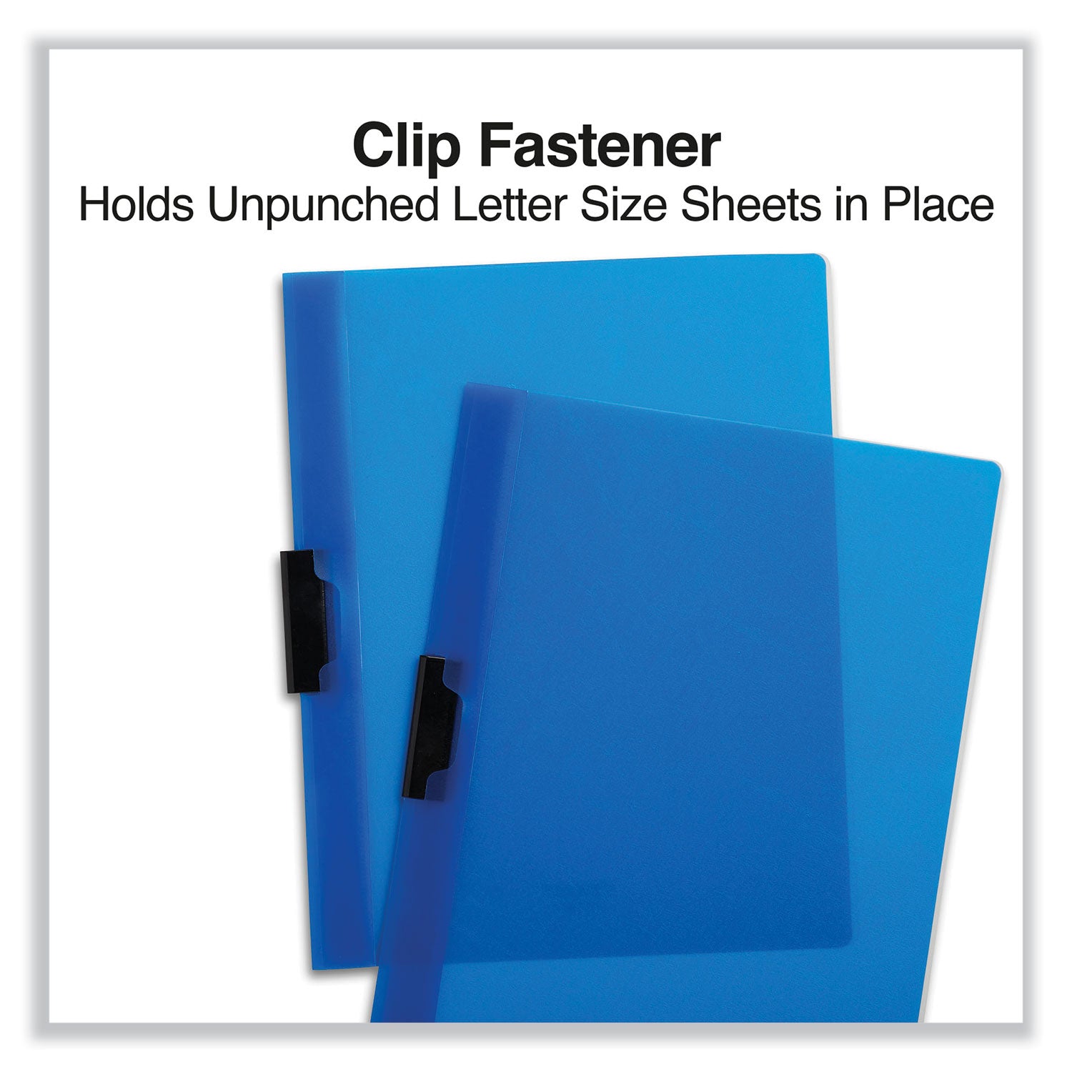 Universal® Clip-Style Report Cover, Clip Fastener, 8.5 X 11, Clear/blue, 5/pack