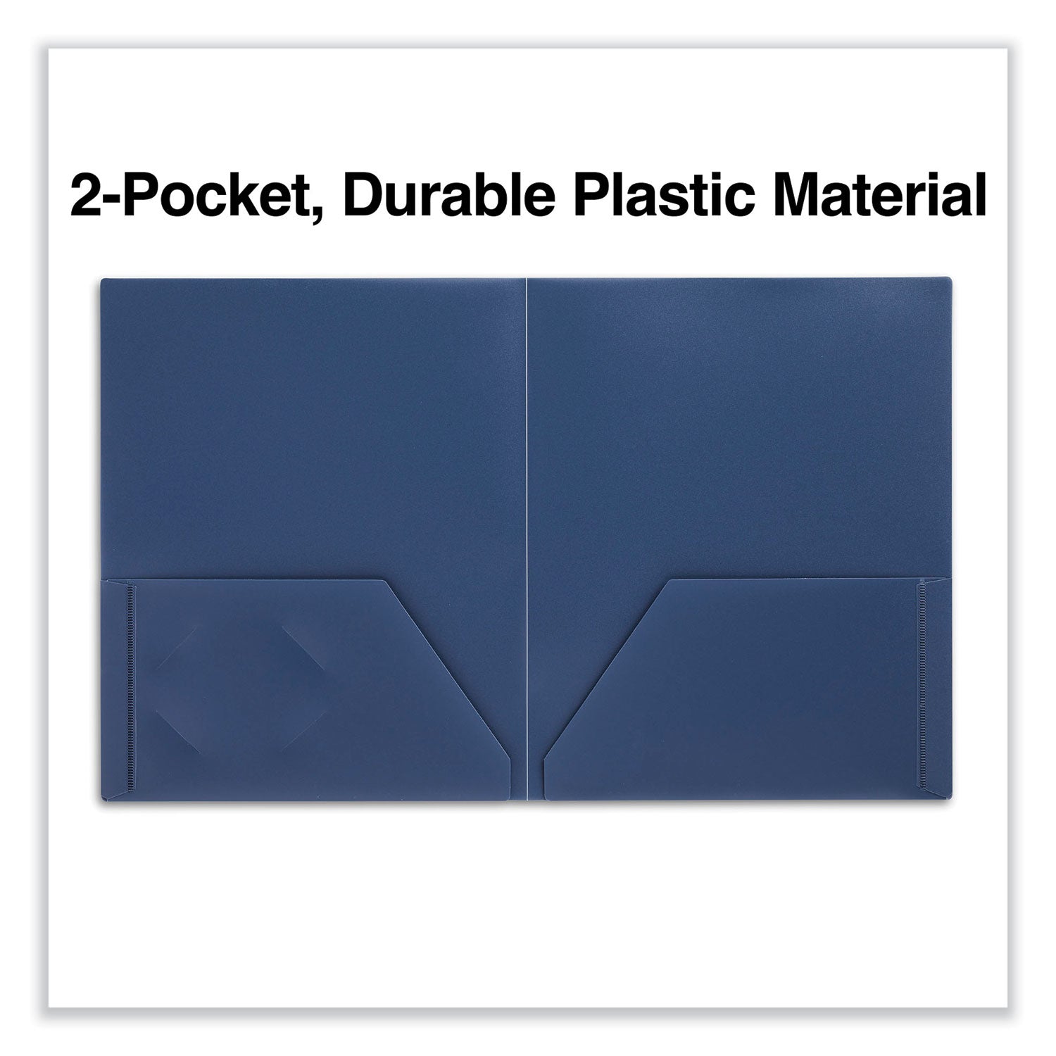 Universal® Two-Pocket Plastic Folders, 100-Sheet Capacity, 11 X 8.5, Navy Blue, 10/pack
