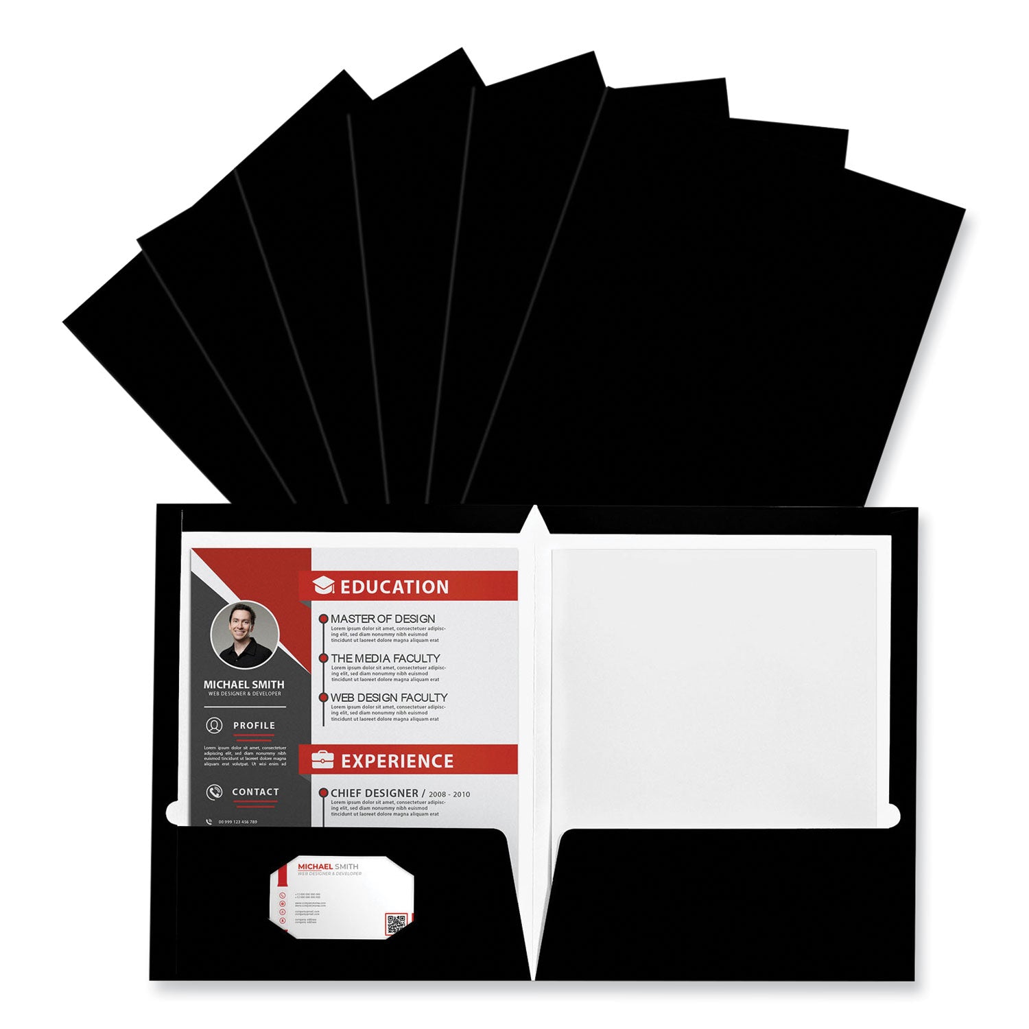 Universal® Laminated Two-Pocket Folder, Cardboard Paper, 100-Sheet Capacity, 11 X 8.5, Black, 25/box