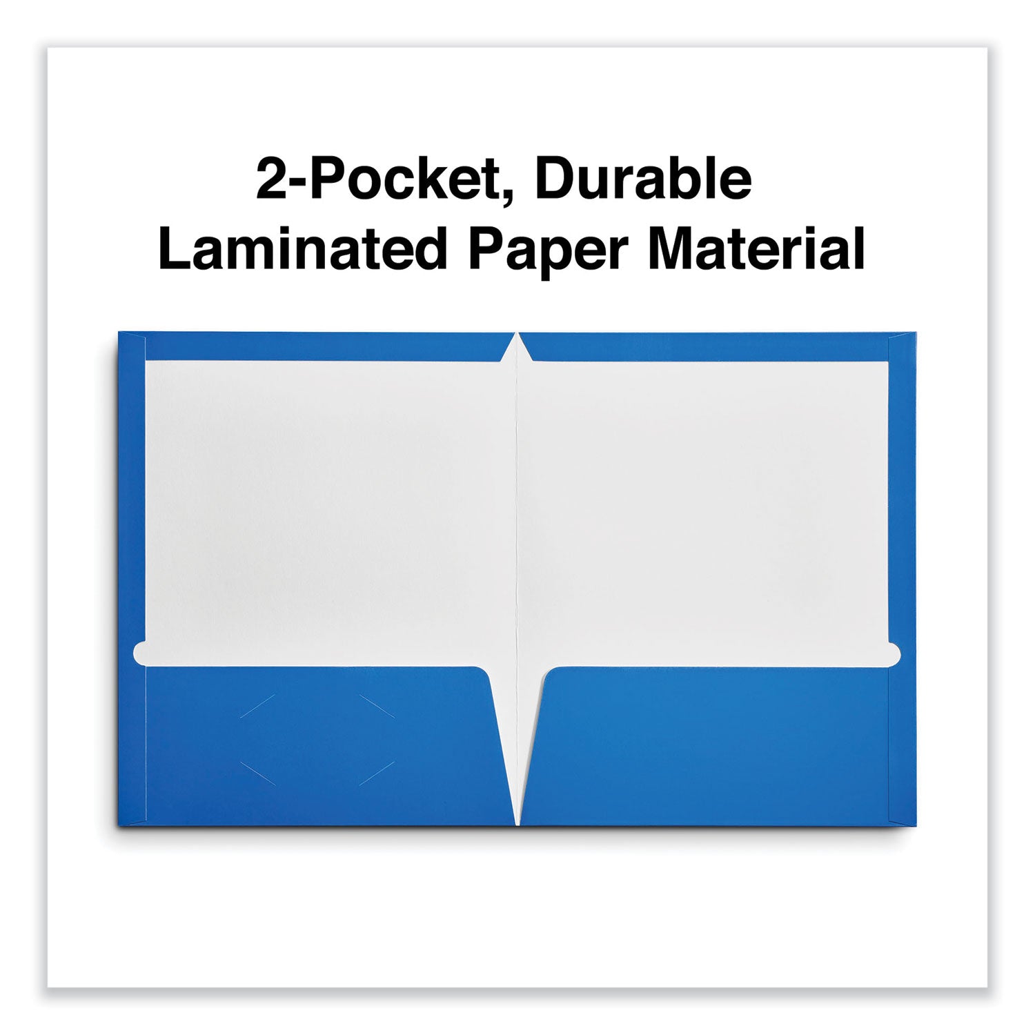 Universal® Laminated Two-Pocket Folder, Cardboard Paper, 100-Sheet Capacity, 11 X 8.5, Blue, 25/box