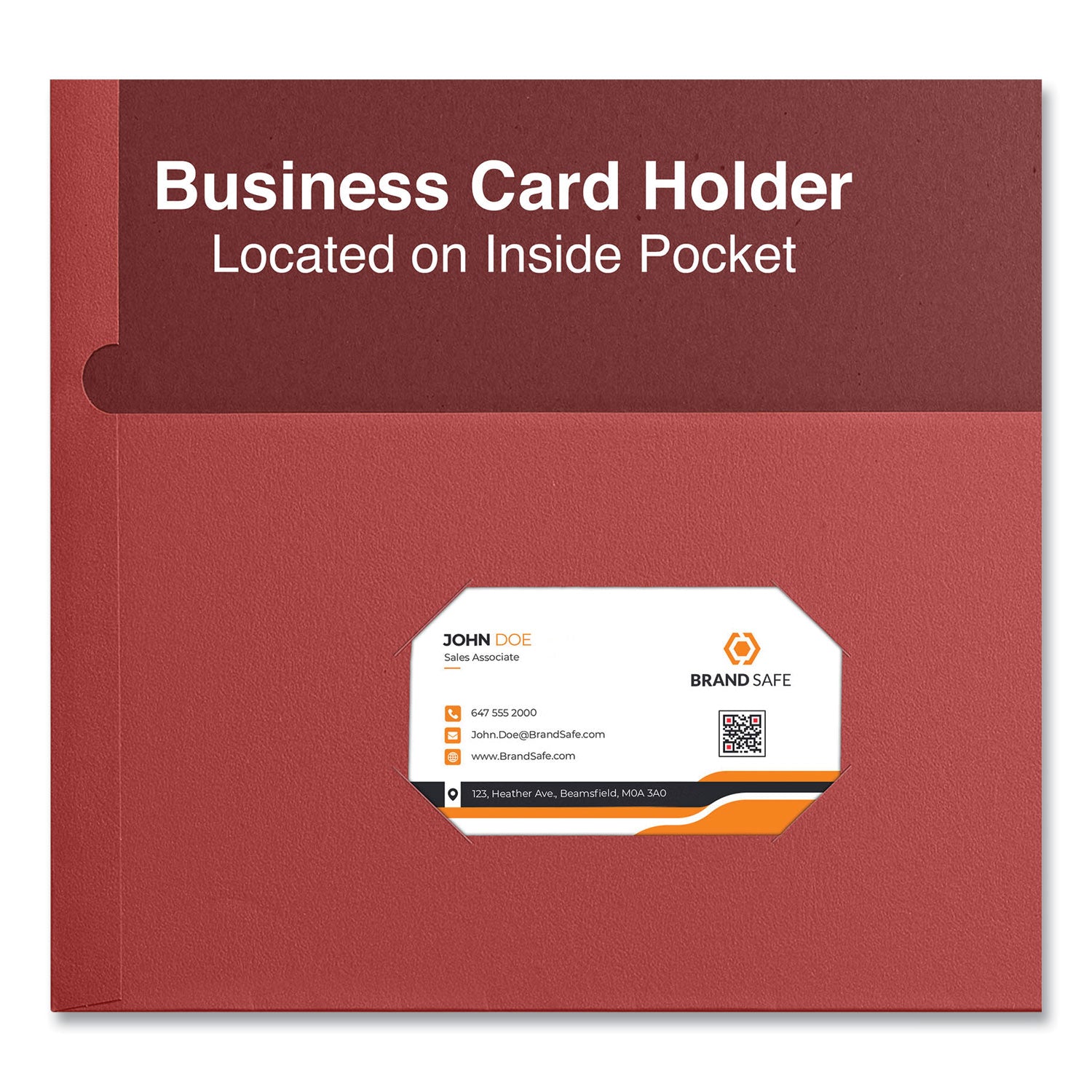 Universal® Two-Pocket Portfolio, Embossed Leather Grain Paper, 11 X 8.5, Red, 25/box