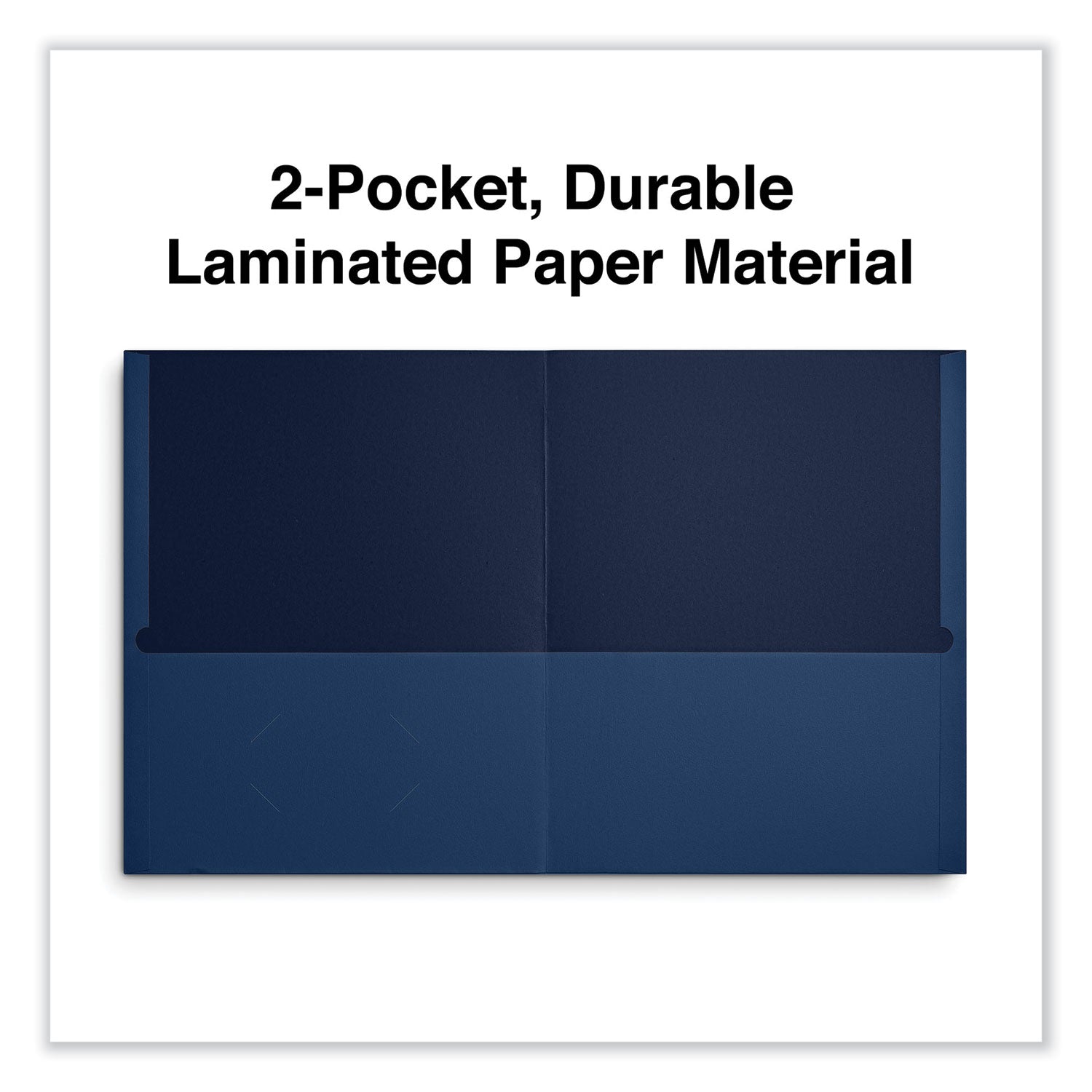 Universal® Two-Pocket Portfolio, Embossed Leather Grain Paper, 11 X 8.5, Dark Blue, 25/box