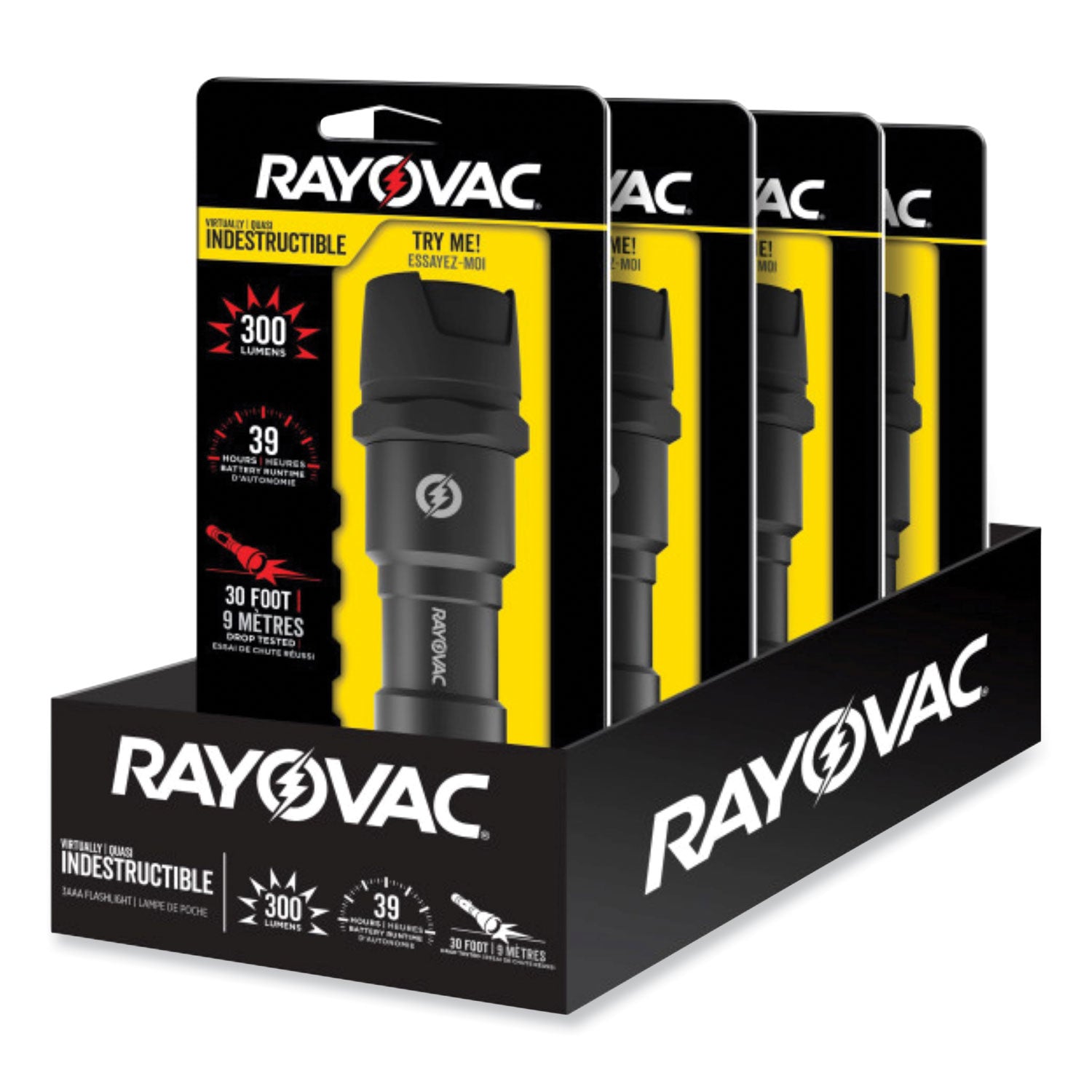 Rayovac® Virtually Indestructible LED Flashlight, 3 AAA Batteries (Included), Black