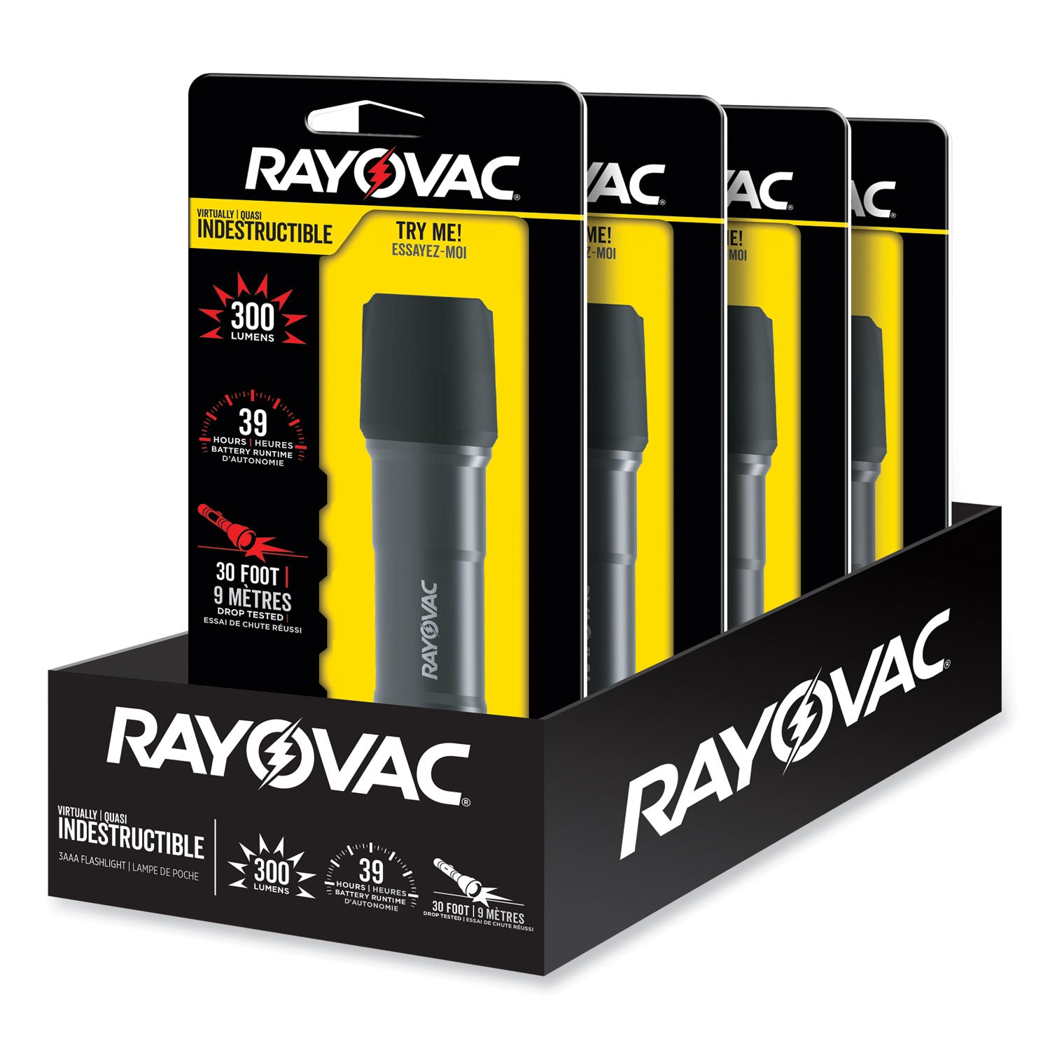 Rayovac® Virtually Indestructible LED Flashlight, 3 AAA Batteries (Included), Black
