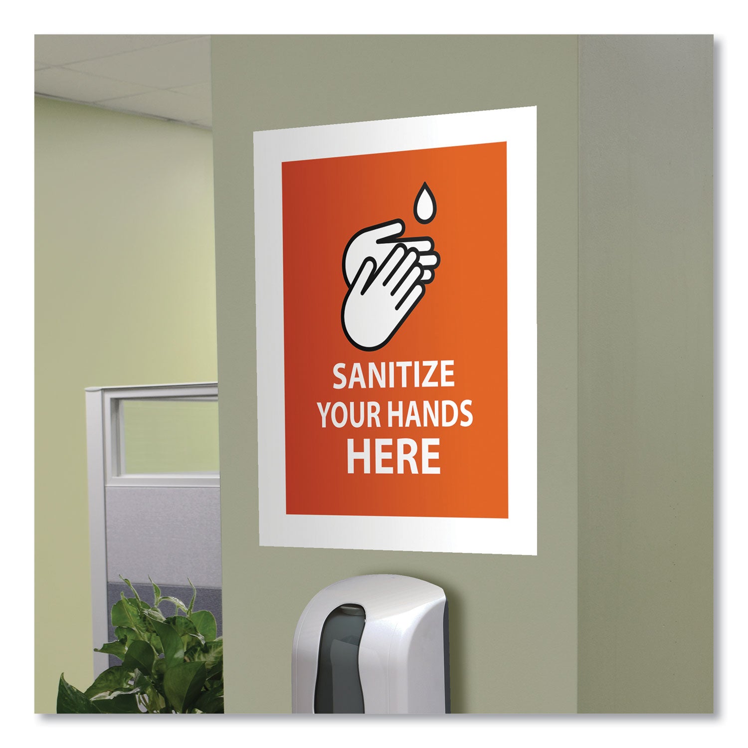 deflecto® Self Adhesive Sign Holders, 11 x 17, Clear with White Border, 2/Pack