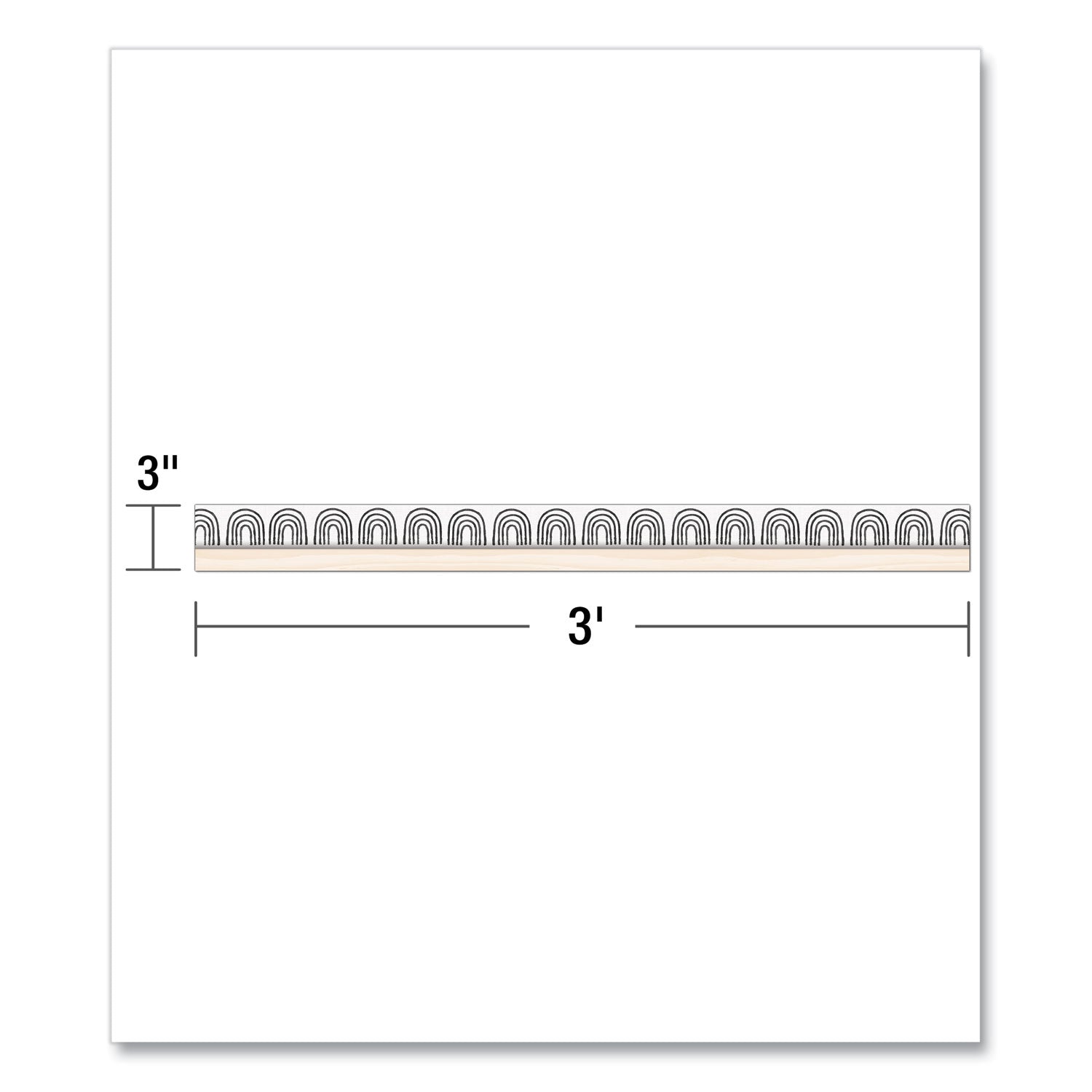 Carson-Dellosa Education Straight Borders, Rainbows, 3" x 3 ft, Black/White/Cream, 12/Pack
