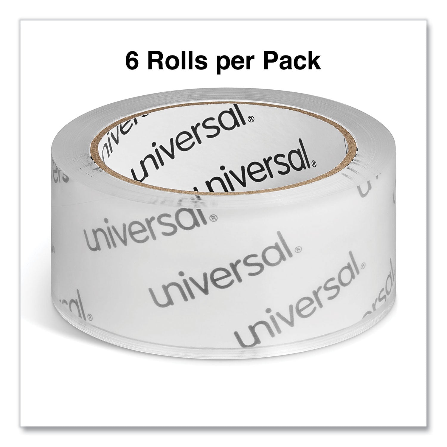 Universal® Moving and Storage Packing Tape, 3" Core, 1.88" x 54.6 yd, Clear, 6/Pack