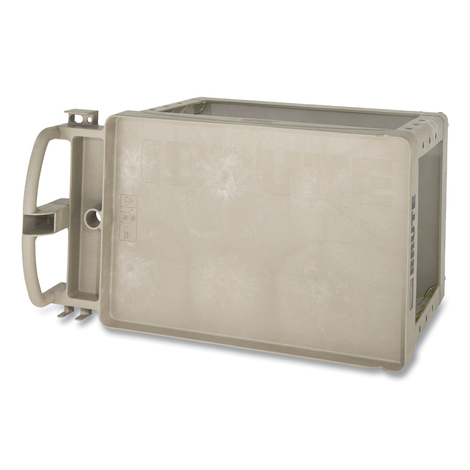 Rubbermaid® Commercial BRUTE Heavy-Duty Utility Cart with Lipped Shelves, Plastic, 2 Shelves, 500 lb Capacity, 25.9" x 45.2" x 32.2", Beige