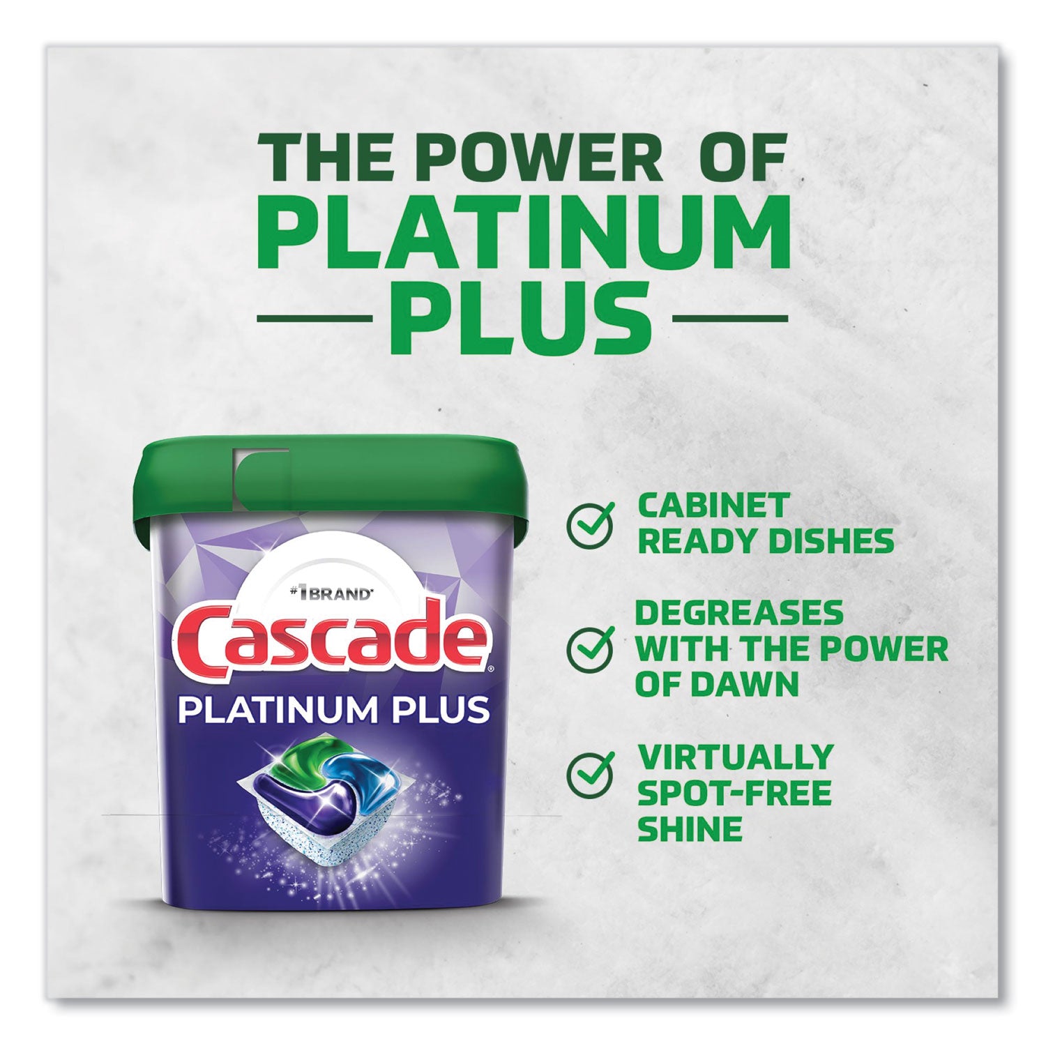 Cascade® Platinum Plus ActionPacs Dishwasher Detergent Pods, Fresh Scent, 28.4 oz Tub, 52/Tub, 3 Tubs/Carton