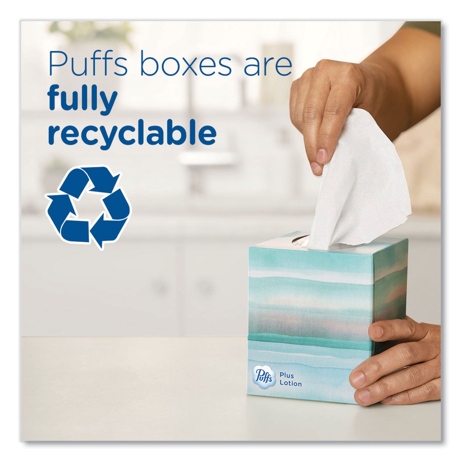 Puffs® Ultra Soft Facial Tissue, 2-Ply, White, 124 Sheets/Box, 6 Boxes/Pack, 4 Packs/Carton