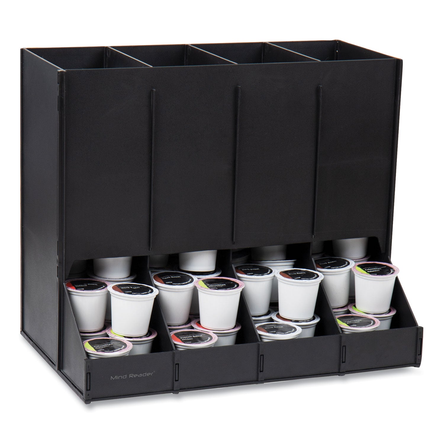 Mind Reader Anchor Collection 4-Compartment Single Serve Pod Countertop Dispenser, 14.25 x 9 x 12.15, Black