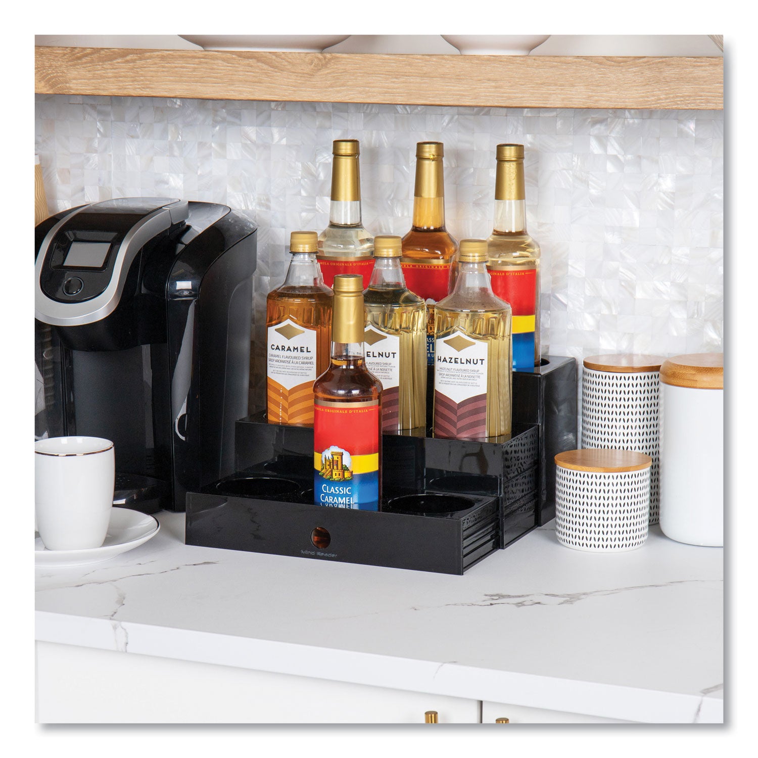 Mind Reader Mind Reader Foundation Collection 9-Compartment Nested Syrup Countertop Bottle Organizer, 12.5 x 5 x 7, Black