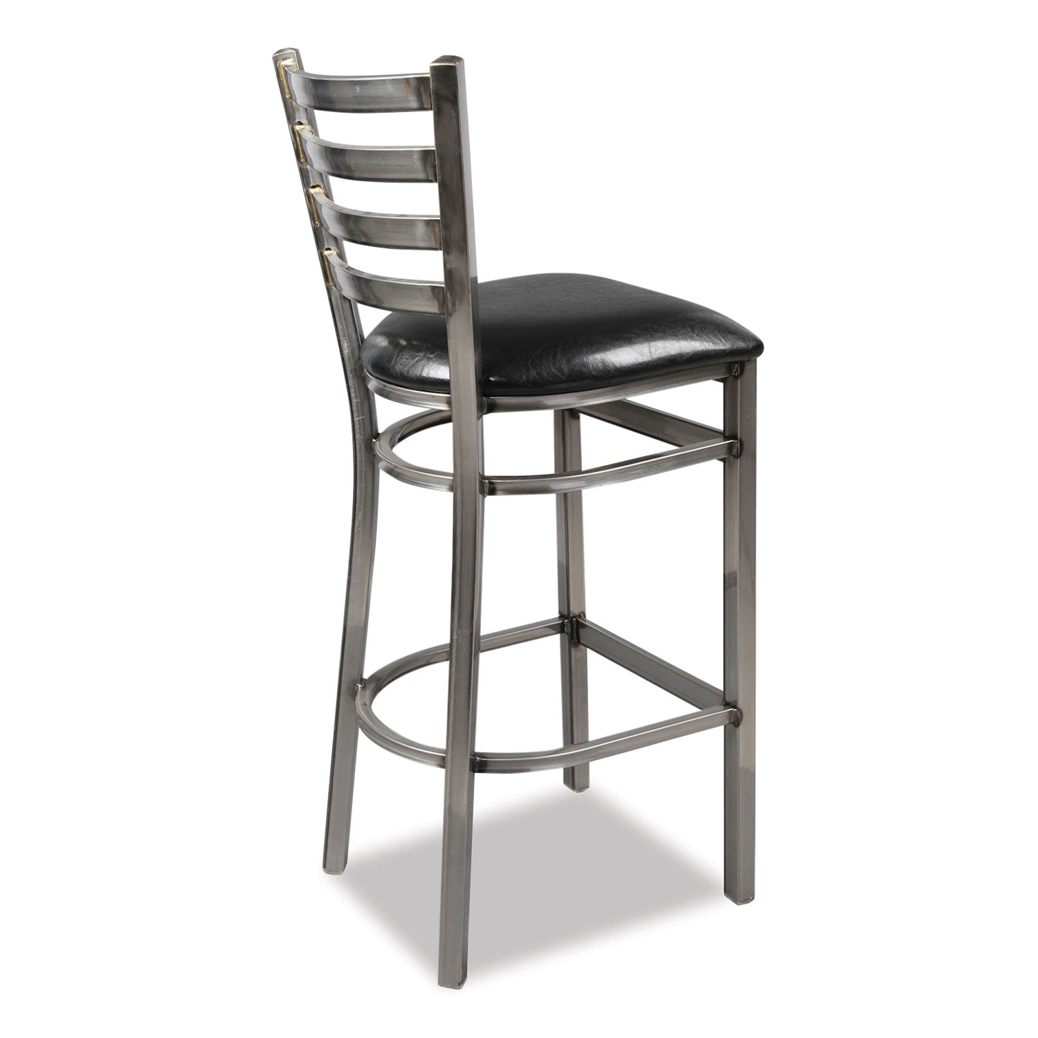 JMC Furniture White Horse Series Barstools, Supports Up to 300 lb, 29.5" Seat Height, Black Seat, Industrial Clear-Coat Steel Back/Frame