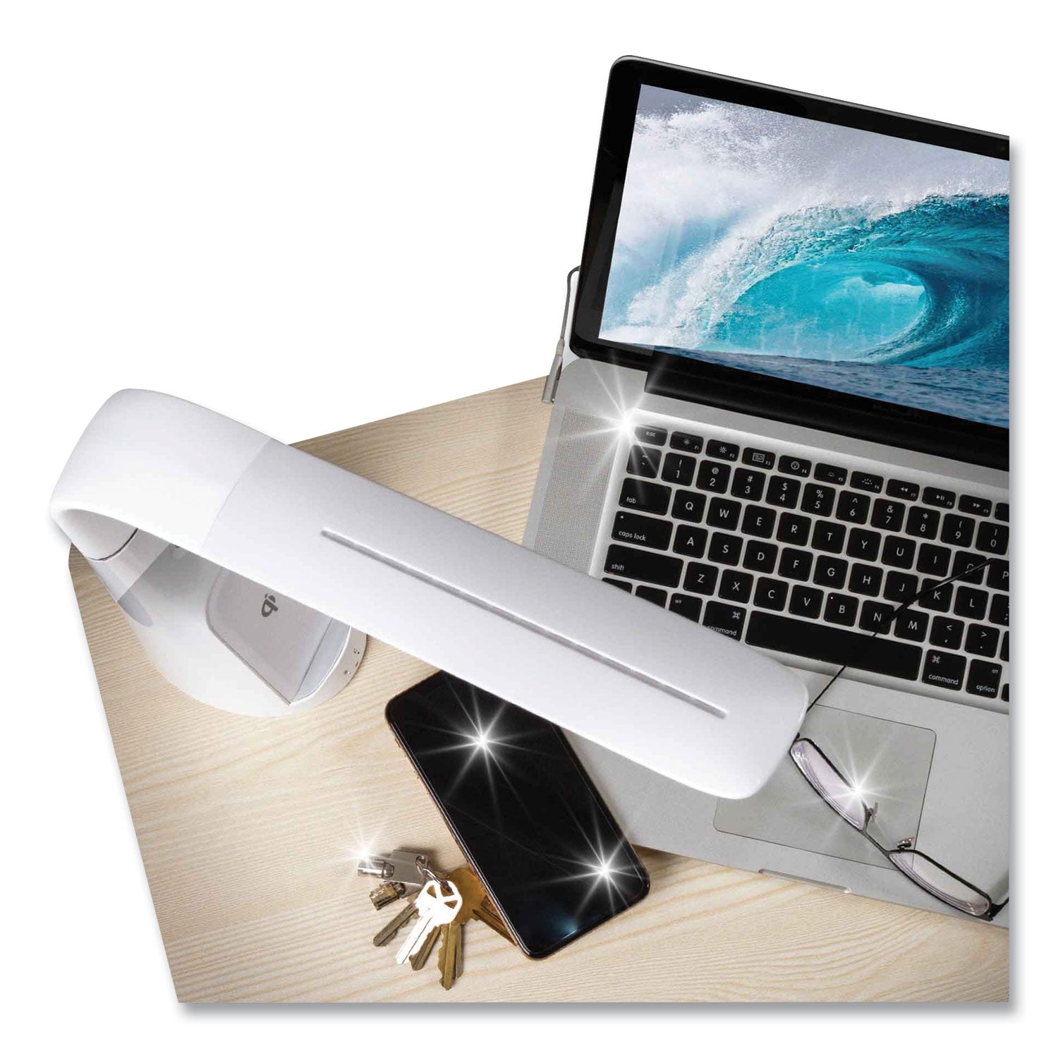 OttLite® Wellness Series Sanitizing Purify LED Desk Lamp with Wireless Charging, 26" High, White