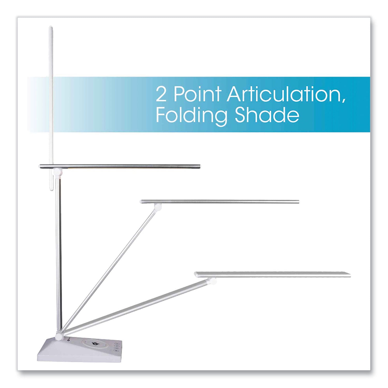 OttLite® Wellness Series Entice LED Desk Lamp with Wireless Charging, Silver Arm, 11" to 22" High, White