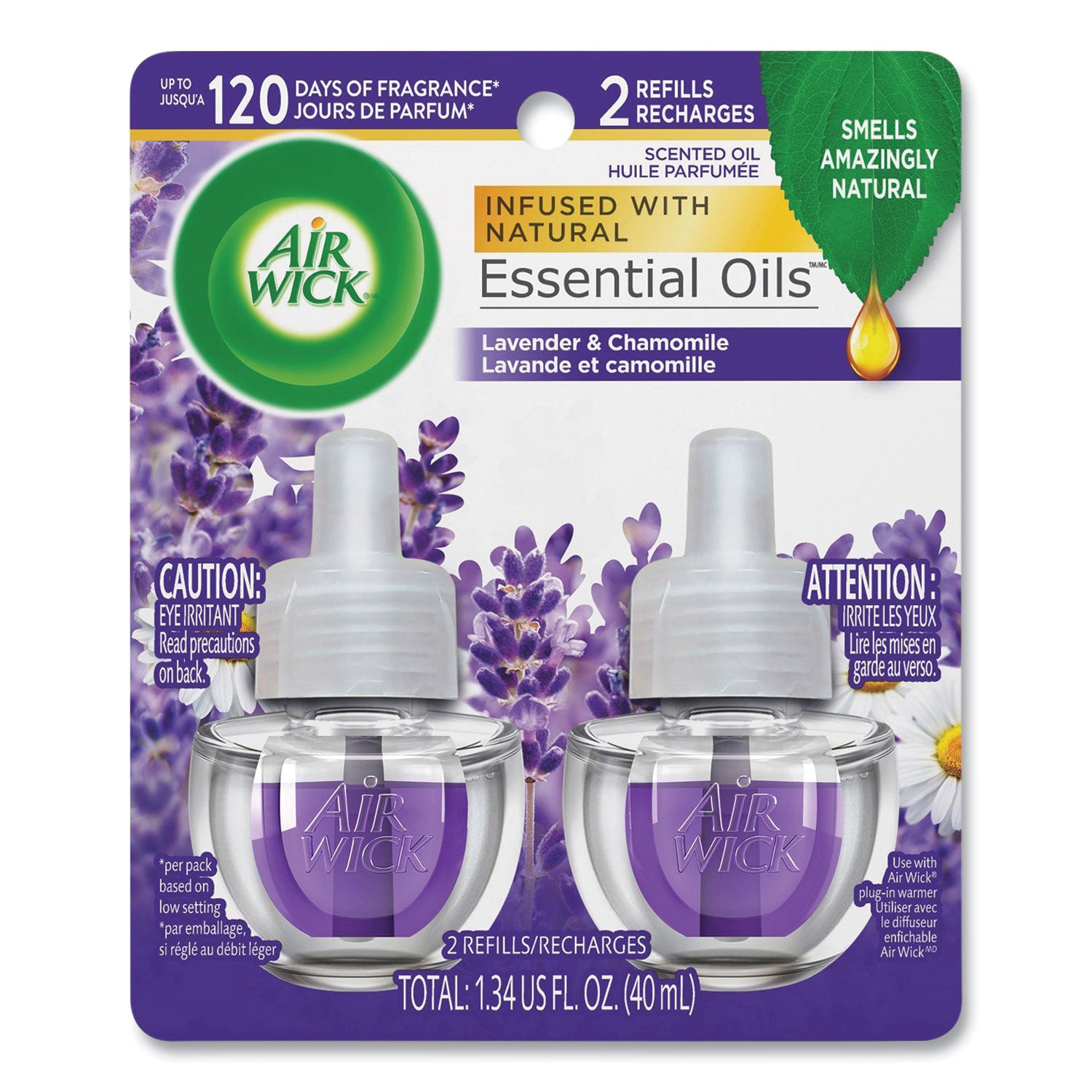 Air Wick® Scented Oil Refill, Lavender and Chamomile, 0.67 oz, 2/Pack, 6 Packs/Carton