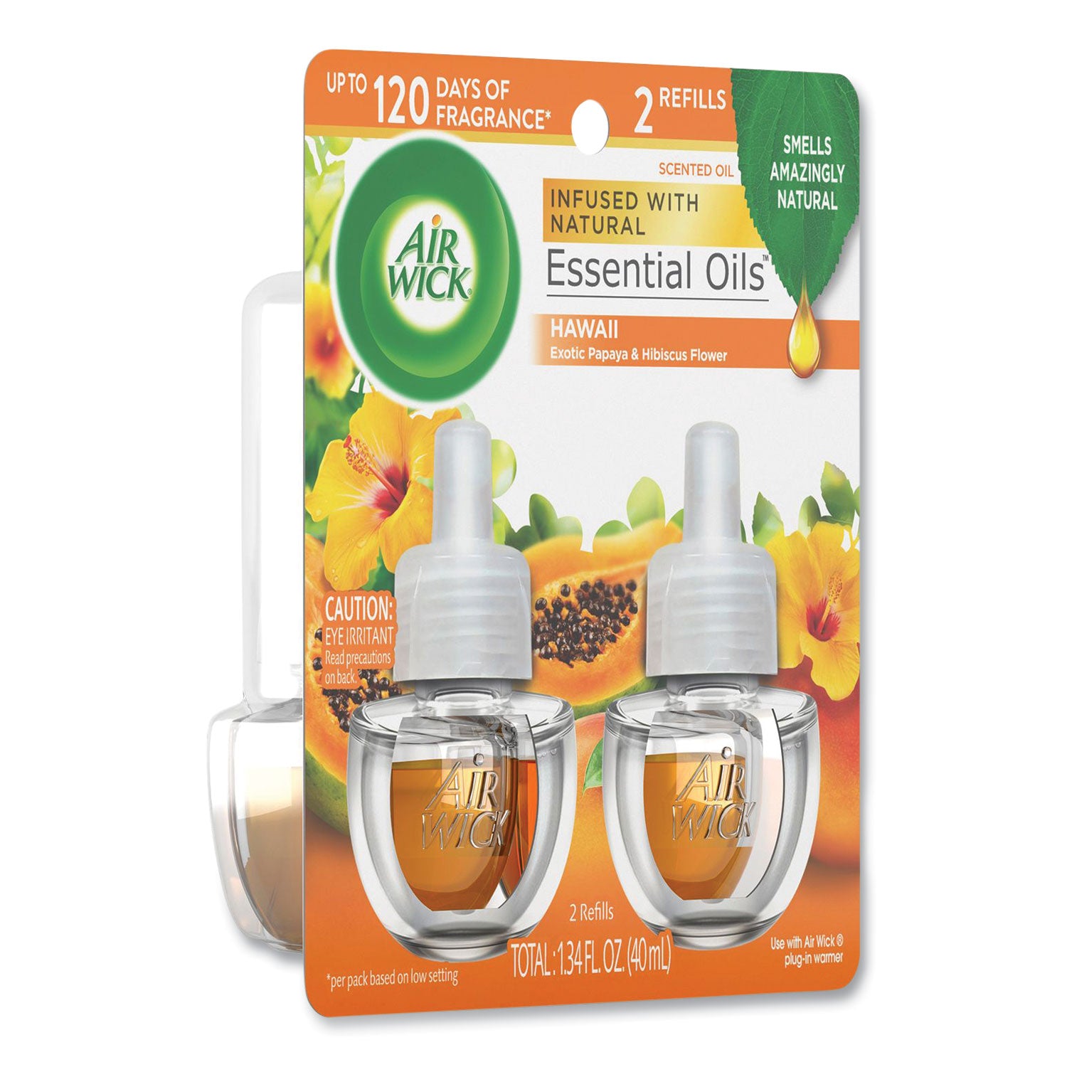 Air Wick® Scented Oil Twin Refill, Hawai'i Exotic Papaya/Hibiscus Flower, 0.67 oz, 2/Pack, 6 Packs/Carton
