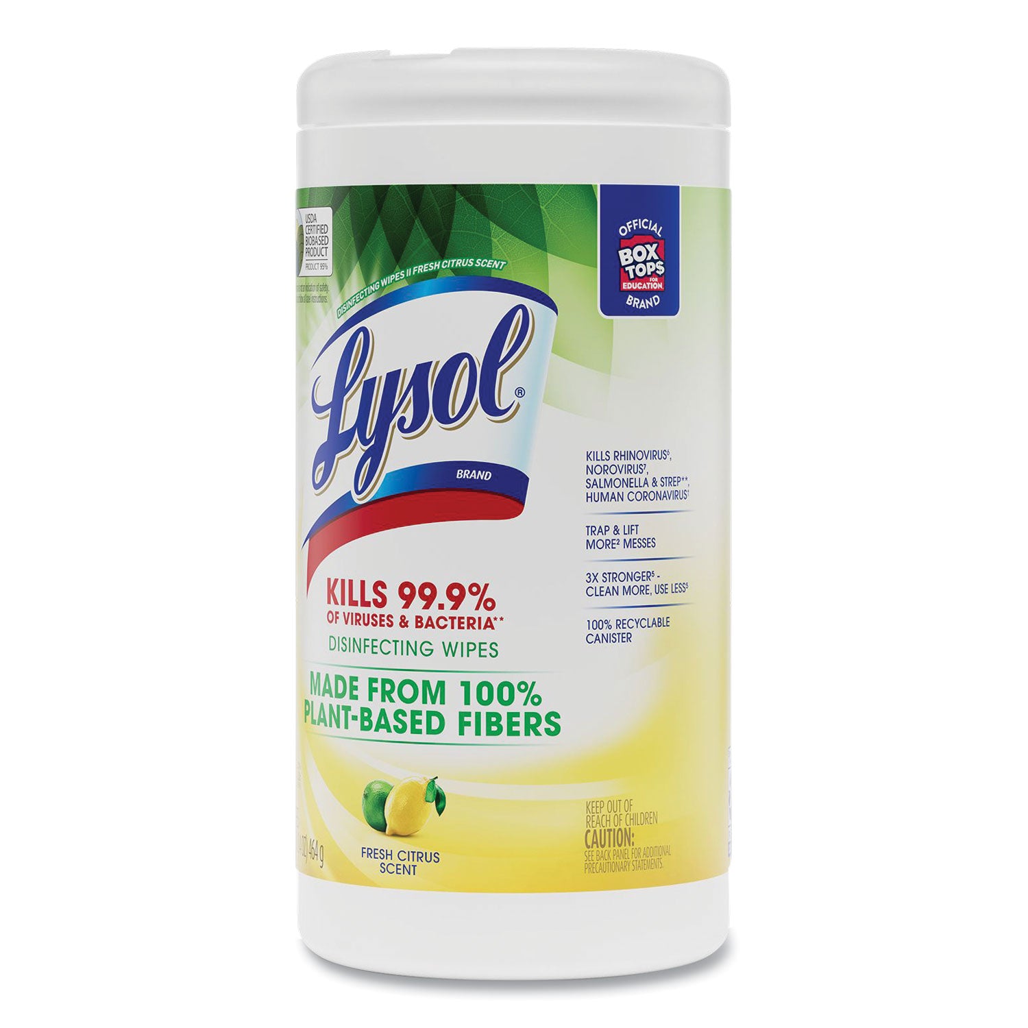 LYSOL® Brand Disinfecting Wipes II Fresh Citrus, 1-Ply, 7 x 7.25, White, 70 Wipes/Canister, 6 Canisters/Carton