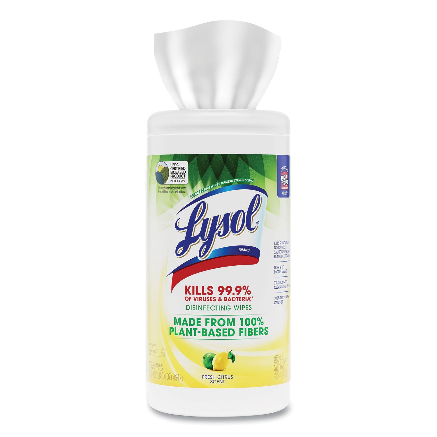 LYSOL® Brand Disinfecting Wipes II Fresh Citrus, 1-Ply, 7 x 7.25, White, 70 Wipes/Canister, 6 Canisters/Carton