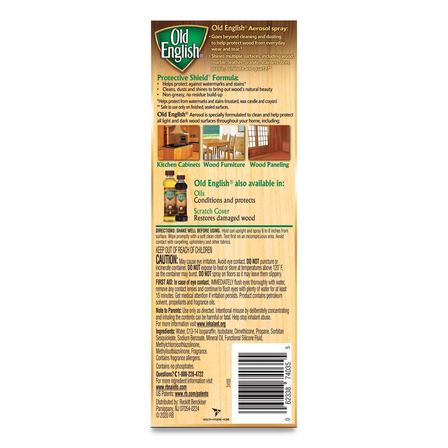 OLD ENGLISH® Furniture Polish, Fresh Lemon Scent, 12.5 Oz Aerosol Spray