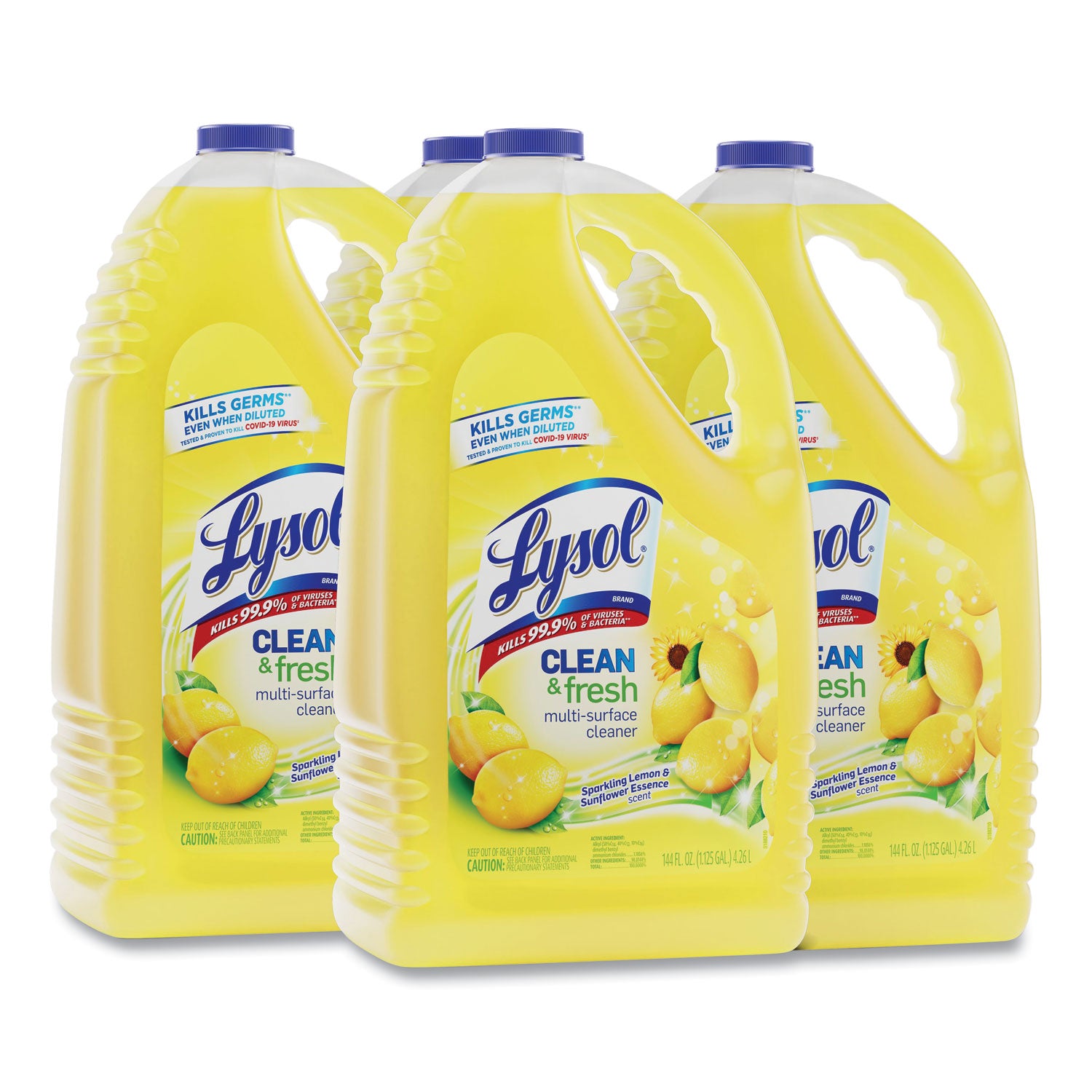 LYSOL® Brand Clean and Fresh Multi-Surface Disinfectant Cleaner, Sparkling Lemon and Sunflower Essence, 144 oz Bottle