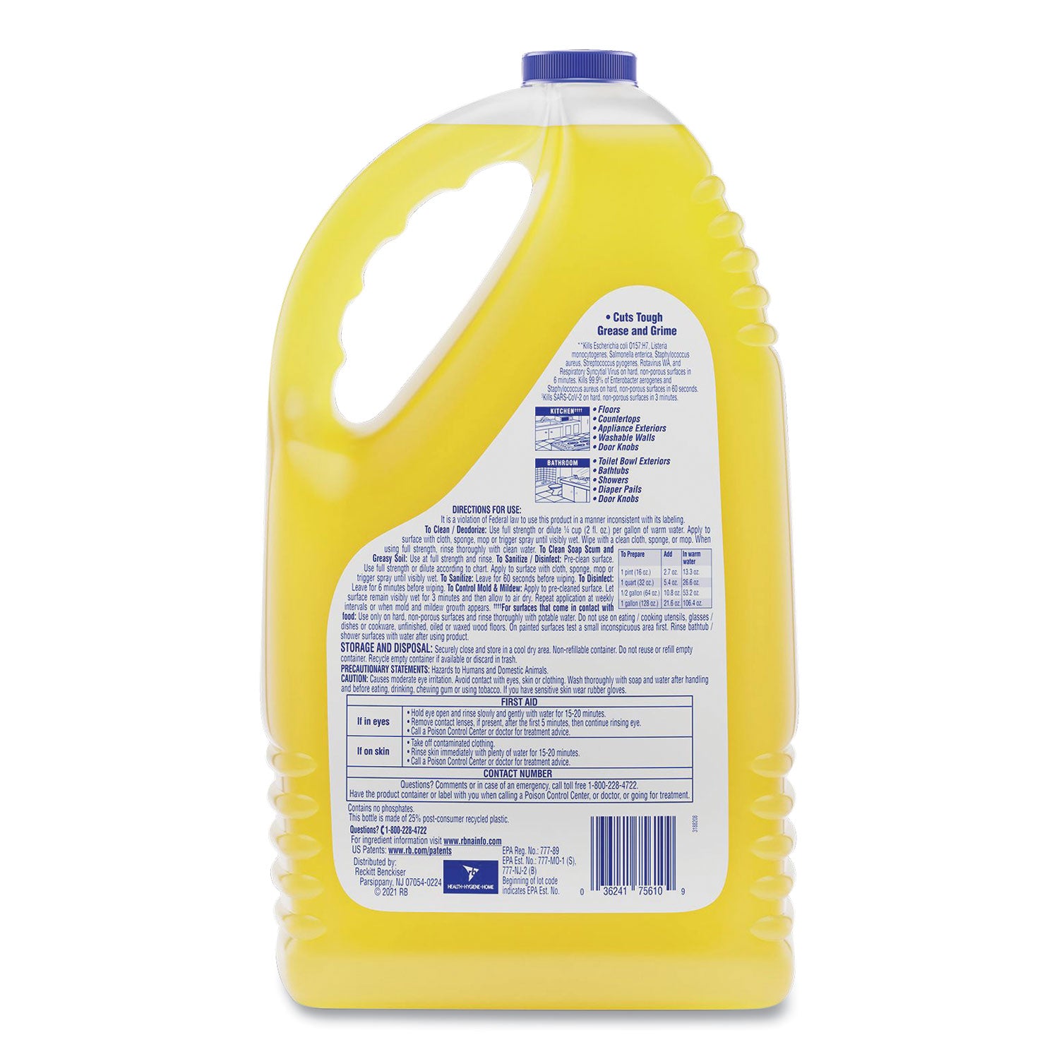 LYSOL® Brand Clean and Fresh Multi-Surface Disinfectant Cleaner, Sparkling Lemon and Sunflower Essence, 144 oz Bottle