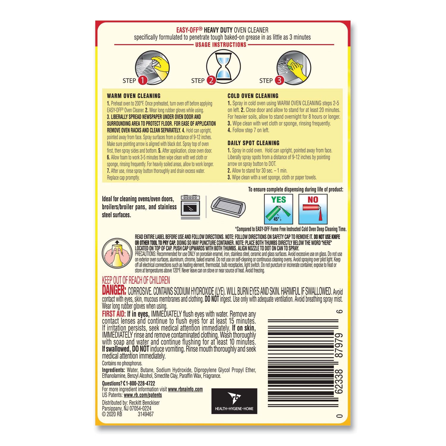 EASY-OFF® Heavy Duty Oven Cleaner, Fresh Scent, Foam, 14.5 Oz Aerosol Spray