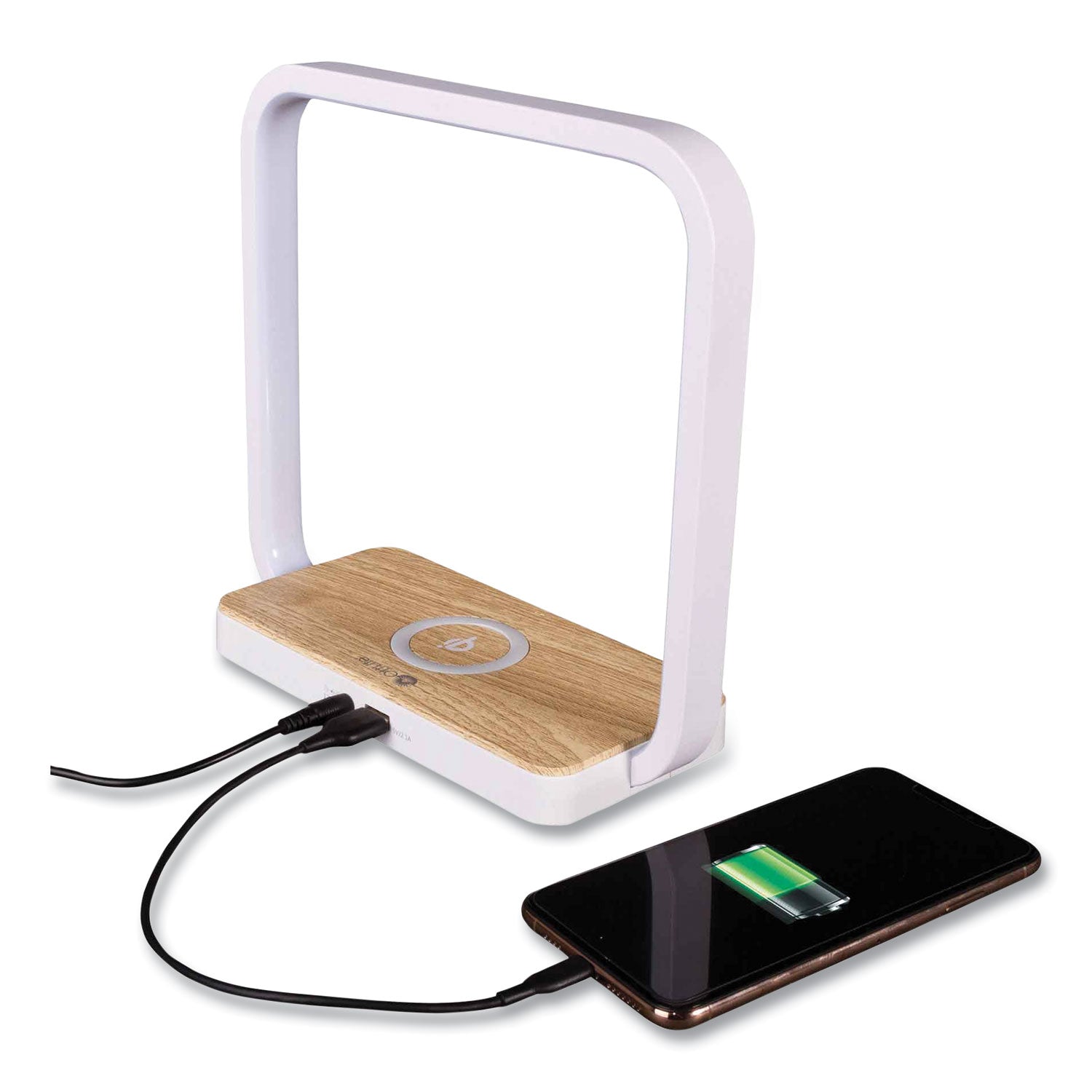 OttLite® Wireless Charging Station with Night Light, USB, White
