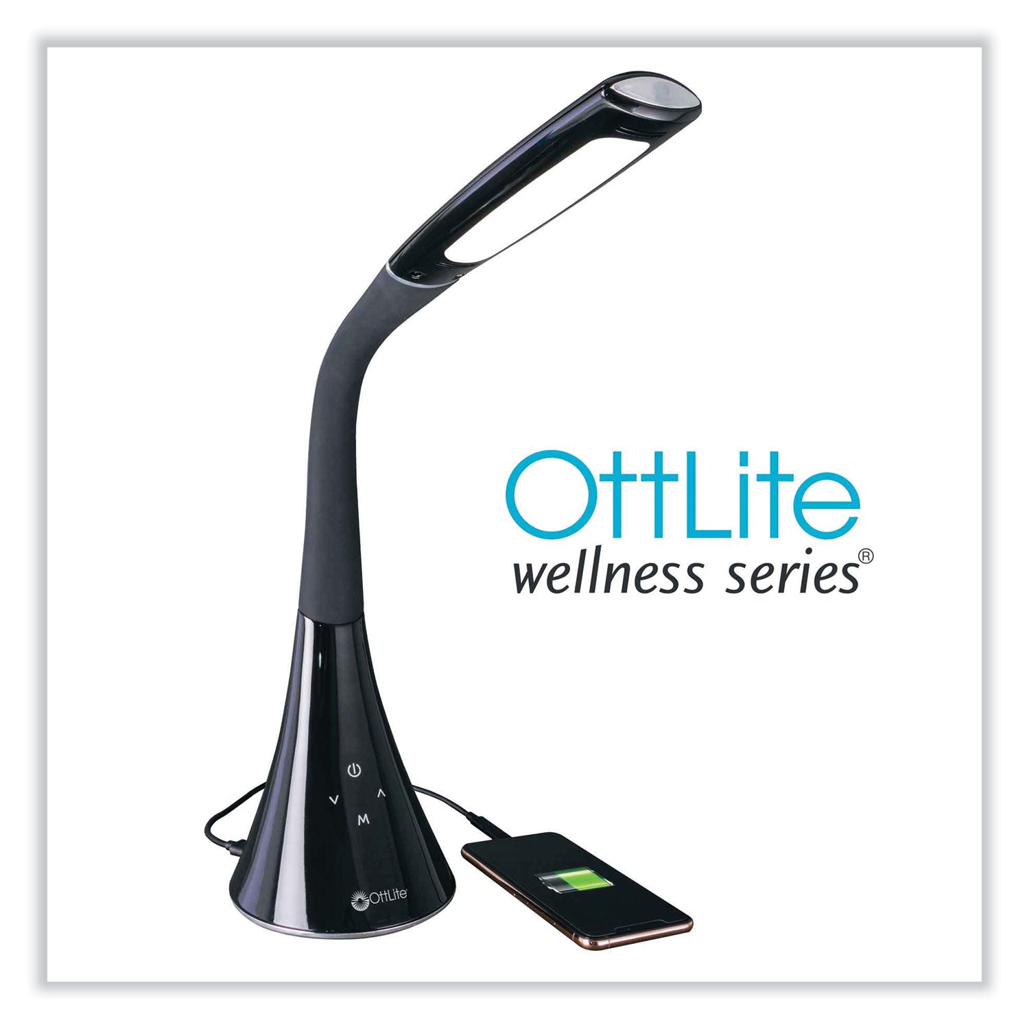 OttLite® Wellness Series Swerve LED Desk Lamp, 23.25" High, Black