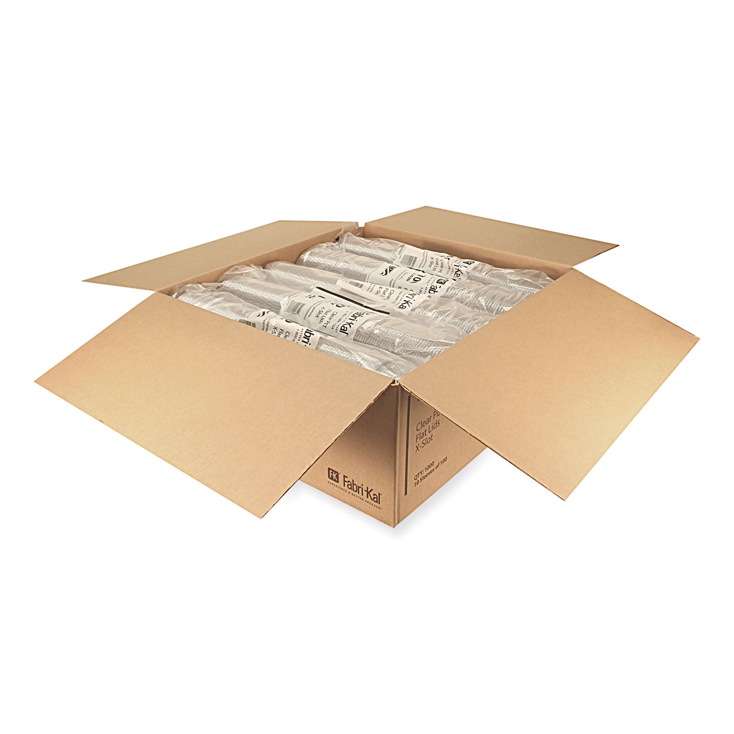 Fabri-Kal® Greenware Cold Drink Lids, X-Slot, Fits 12 oz to 20 oz Cold Cup, Plastic, Clear, 1,000/Carton