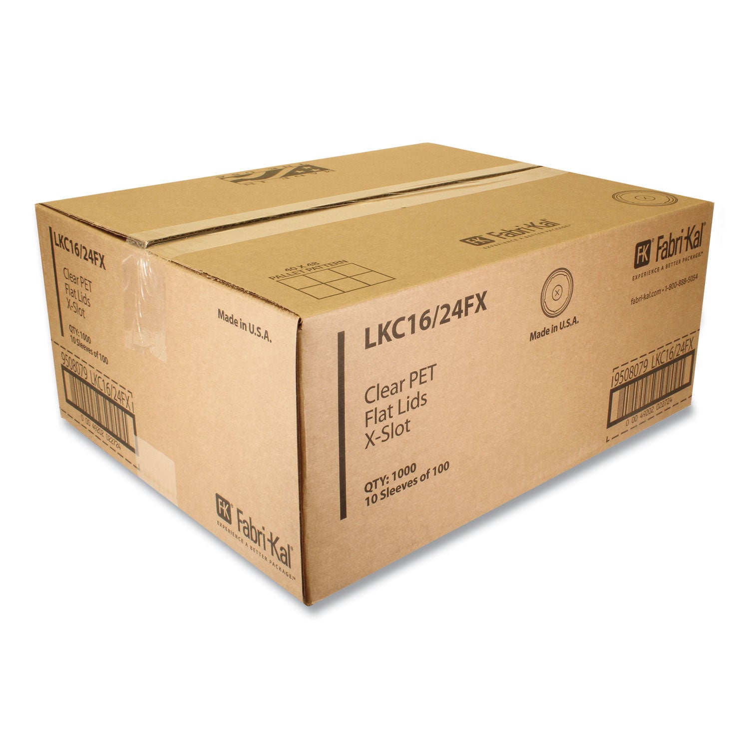 Fabri-Kal® Greenware Cold Drink Lids, X-Slot, Fits 16 oz to 24 oz Cold Cups, Plastic, Clear, 1,000/Carton