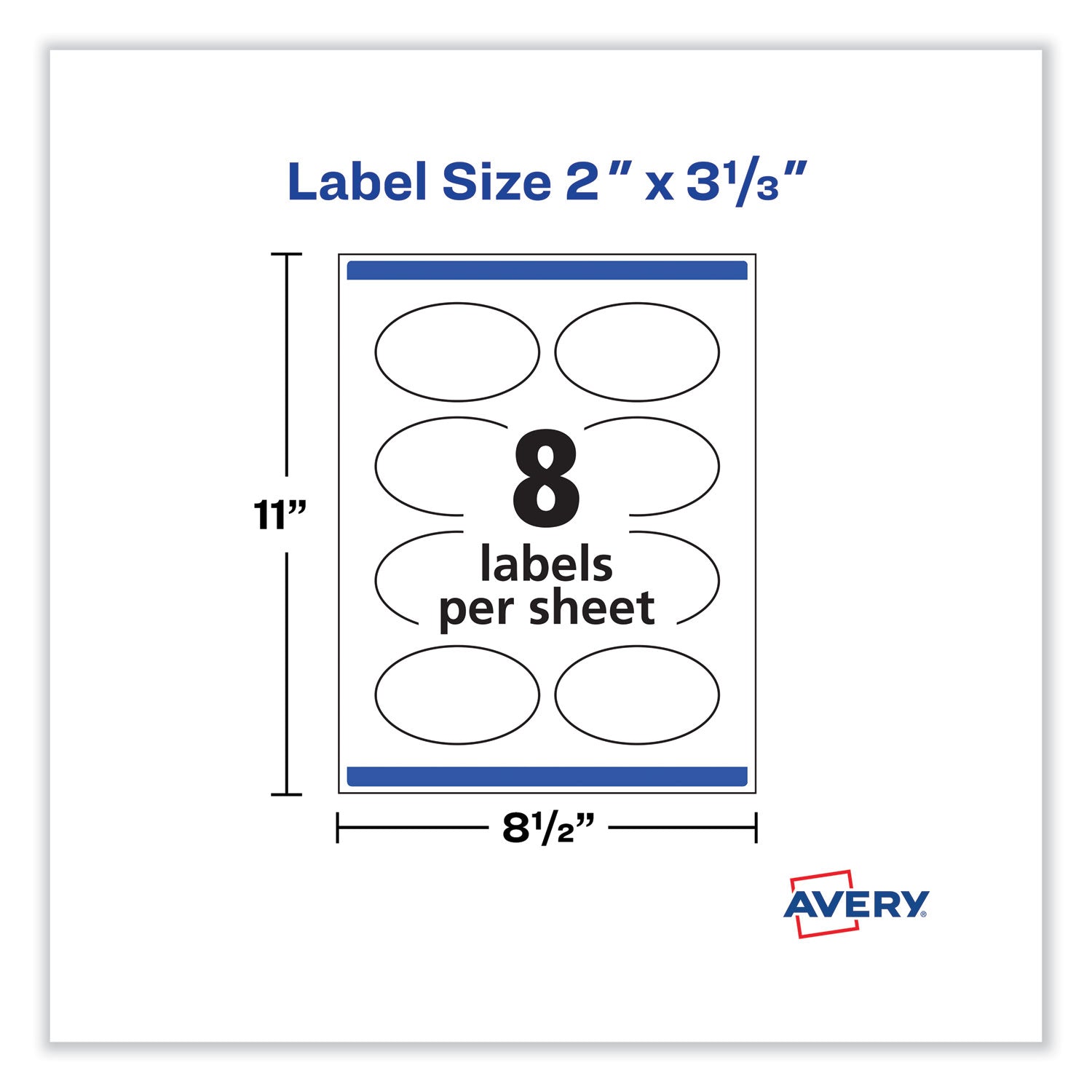 Avery® Laser/Inkjet Media Labels, Inkjet/Laser Printers, 2 x 3.3, White, 8 Labels/Sheet, 25 Sheets/Pack