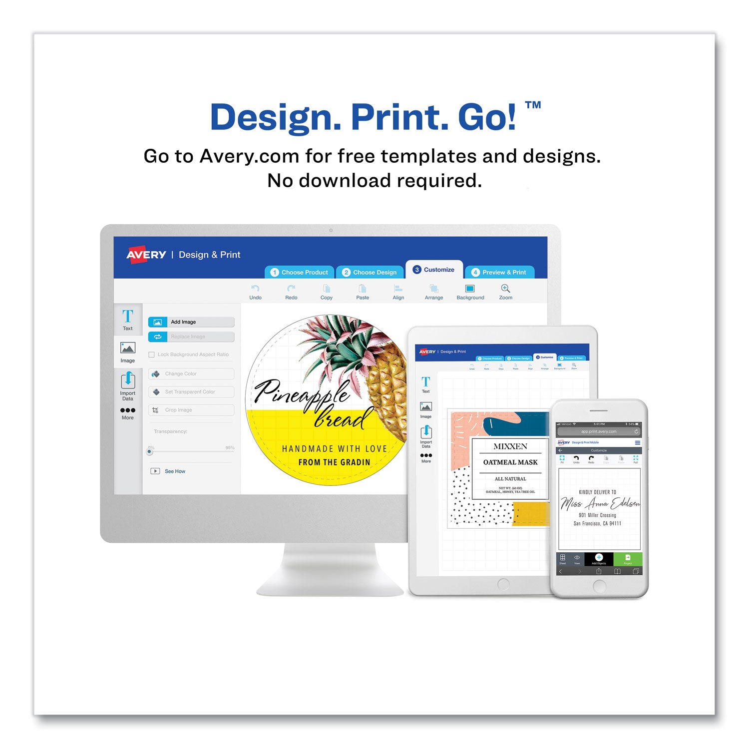 Avery® Rectangle Labels, Inkjet/laser Printers, 7.85 X 1.75, Textured White, 5/sheet, 10 Sheets/pack