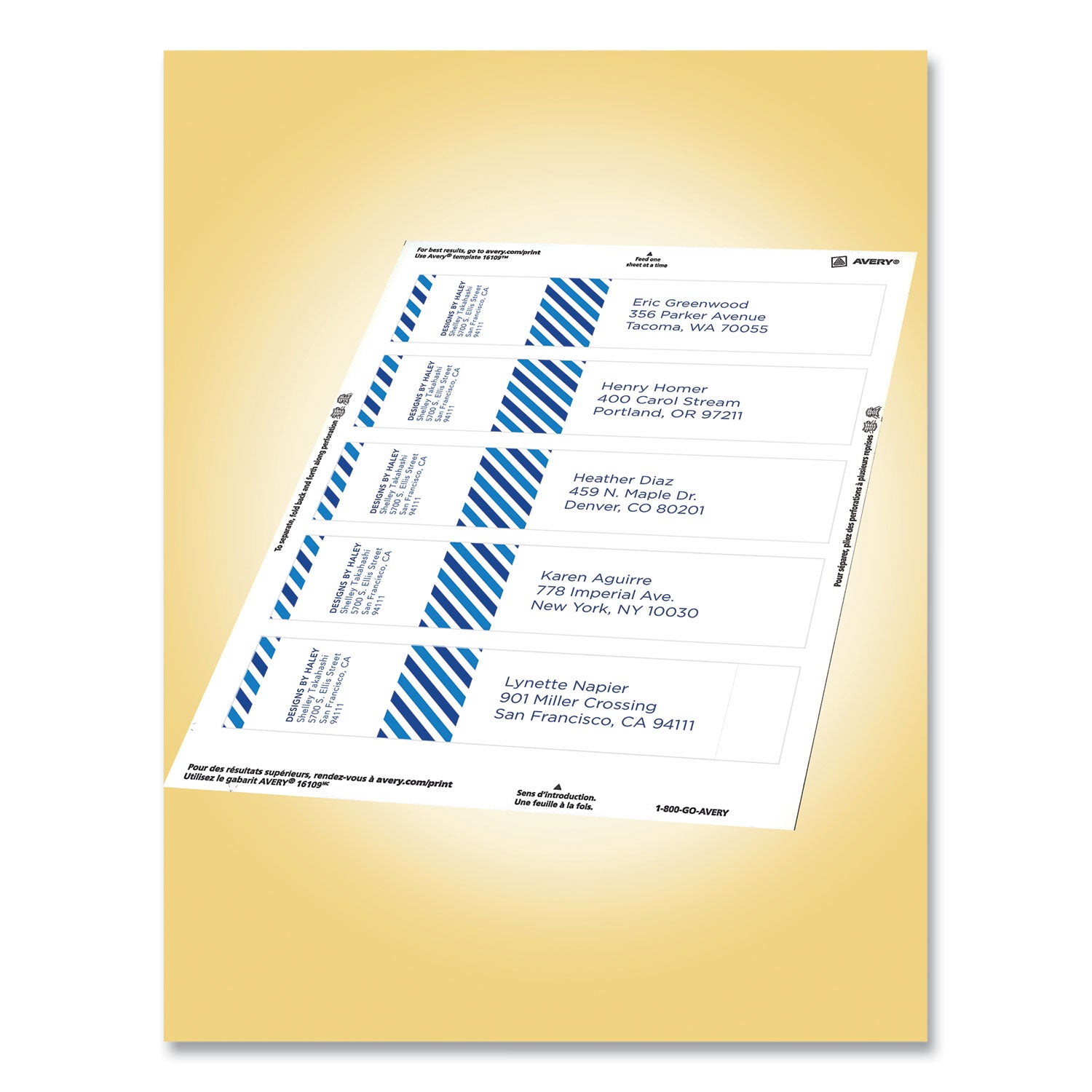 Avery® Rectangle Labels, Inkjet/laser Printers, 7.85 X 1.75, Textured White, 5/sheet, 10 Sheets/pack