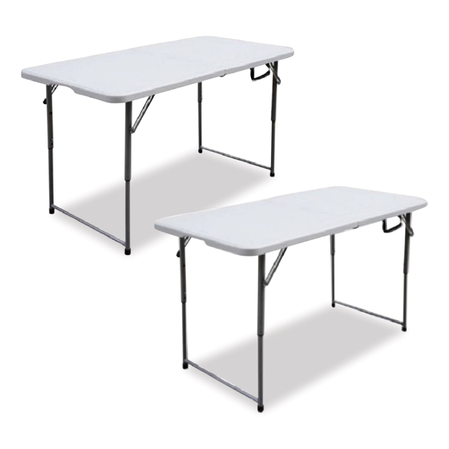 Bifold Resin Folding Table, Rectangular, 48" x 23.6" x 29.1", White Granite Top, Gray Base/Legs, 2/Pack
