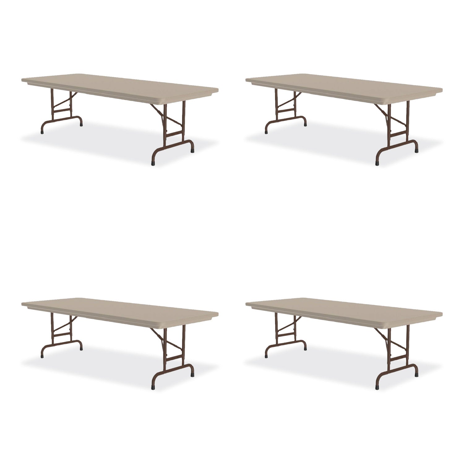 Adjustable Folding Tables, Rectangular, 60" x 30" x 22" to 32", Mocha Granite Top, Brown Legs, 4/Pallet