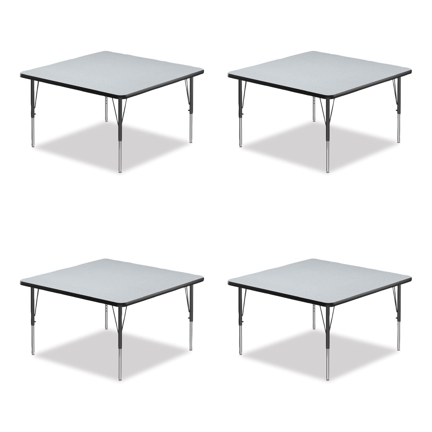 Adjustable Activity Tables, Square, 48" x 48" x 19" to 29", Gray Top, Black Legs, 4/Pallet