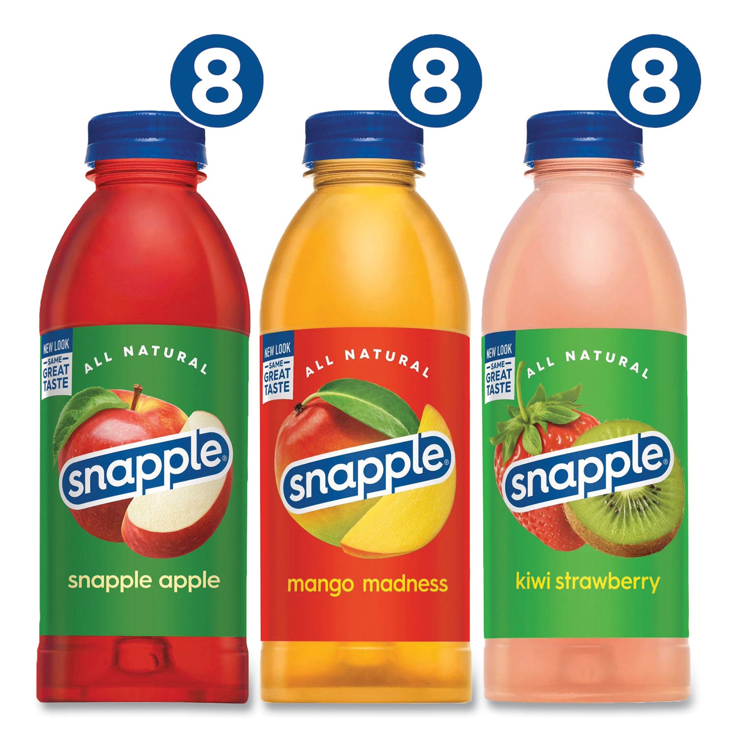 Snapple® Juice Drink Variety Pack, Snapple Apple, Kiwi Strawberry, Mango Madness, 20 oz Bottle, 24/Carton