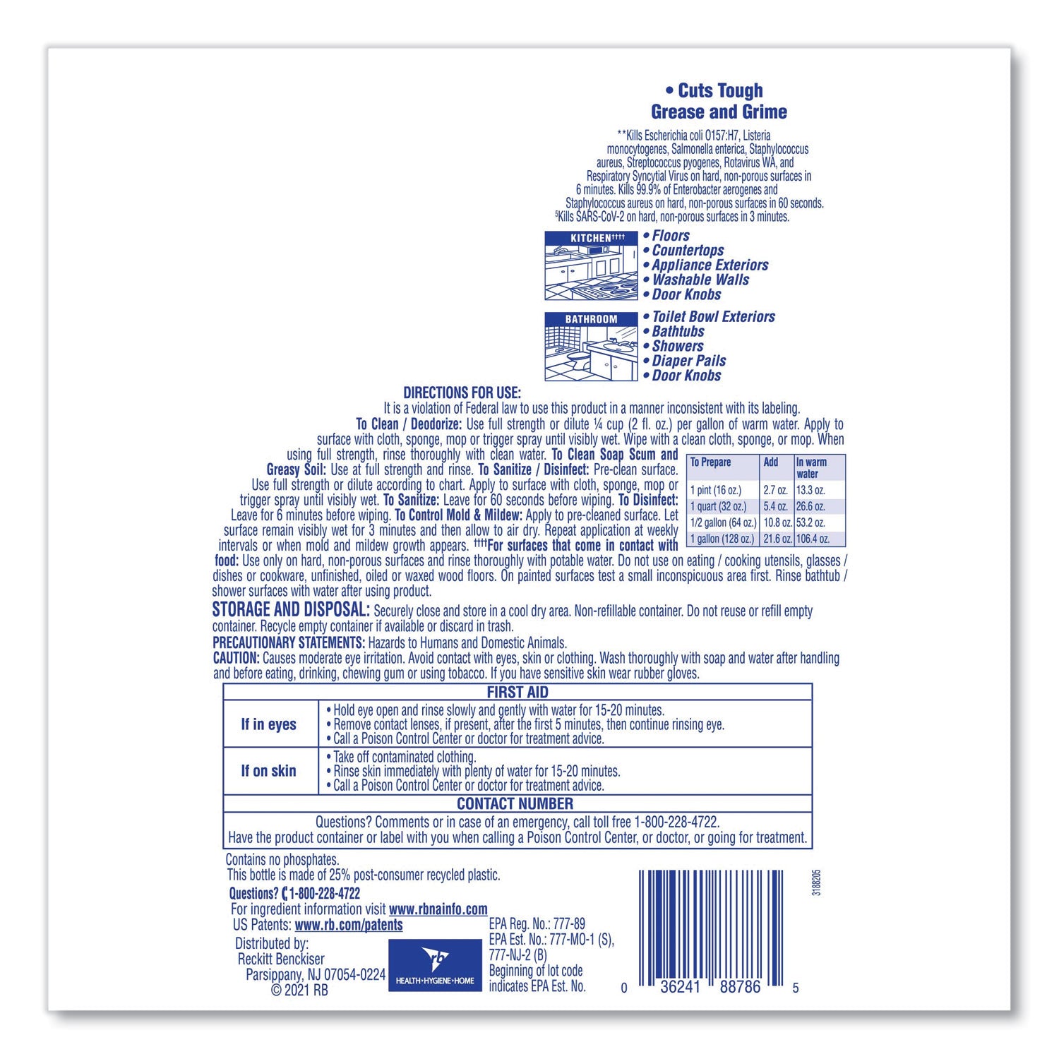 LYSOL® Brand Clean and Fresh Multi-Surface Disinfectant Cleaner, Lavender and Orchid Essence, 144 oz Bottle