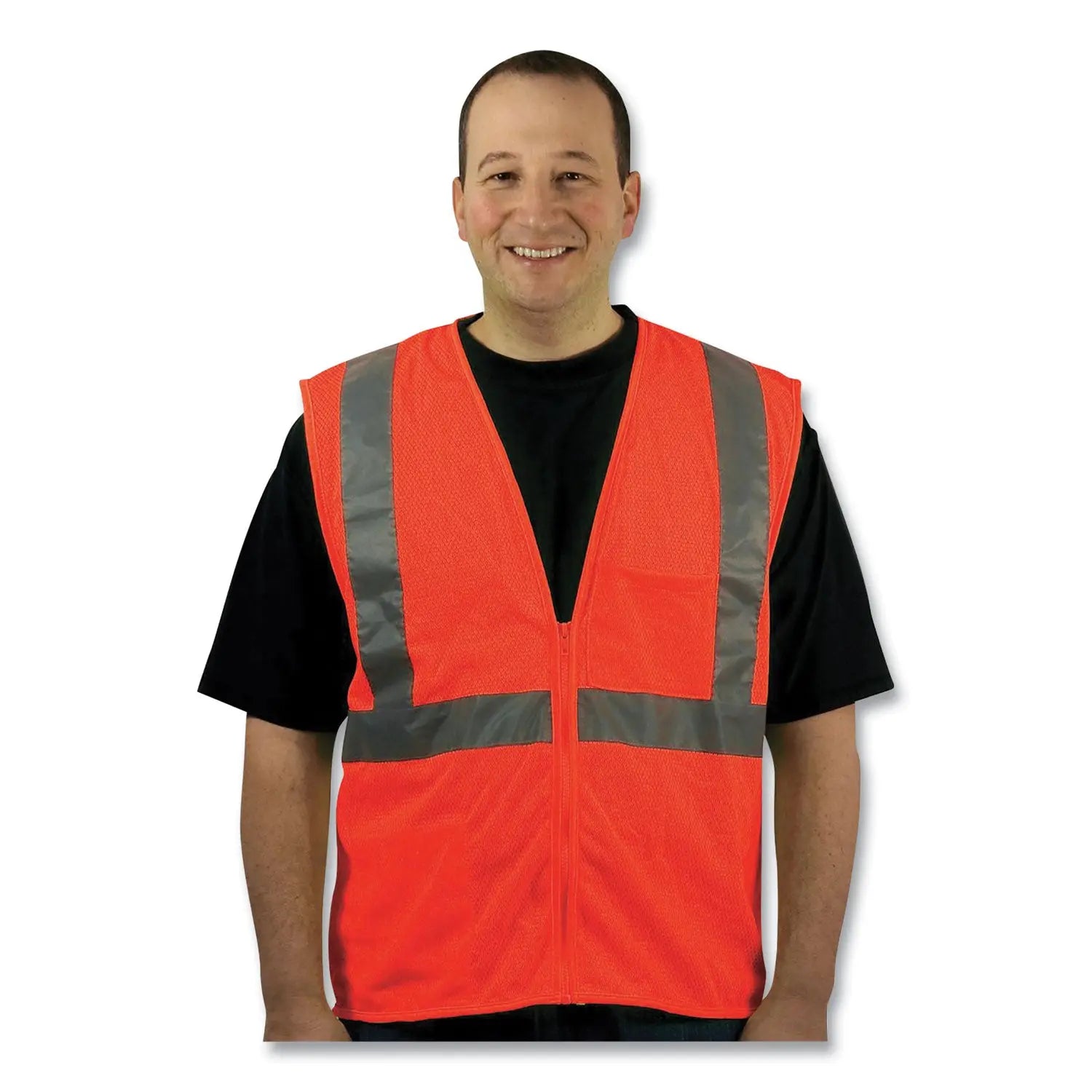 Zipper Safety Vest, 2X-Large, Hi-Viz Orange PIP Flipcost