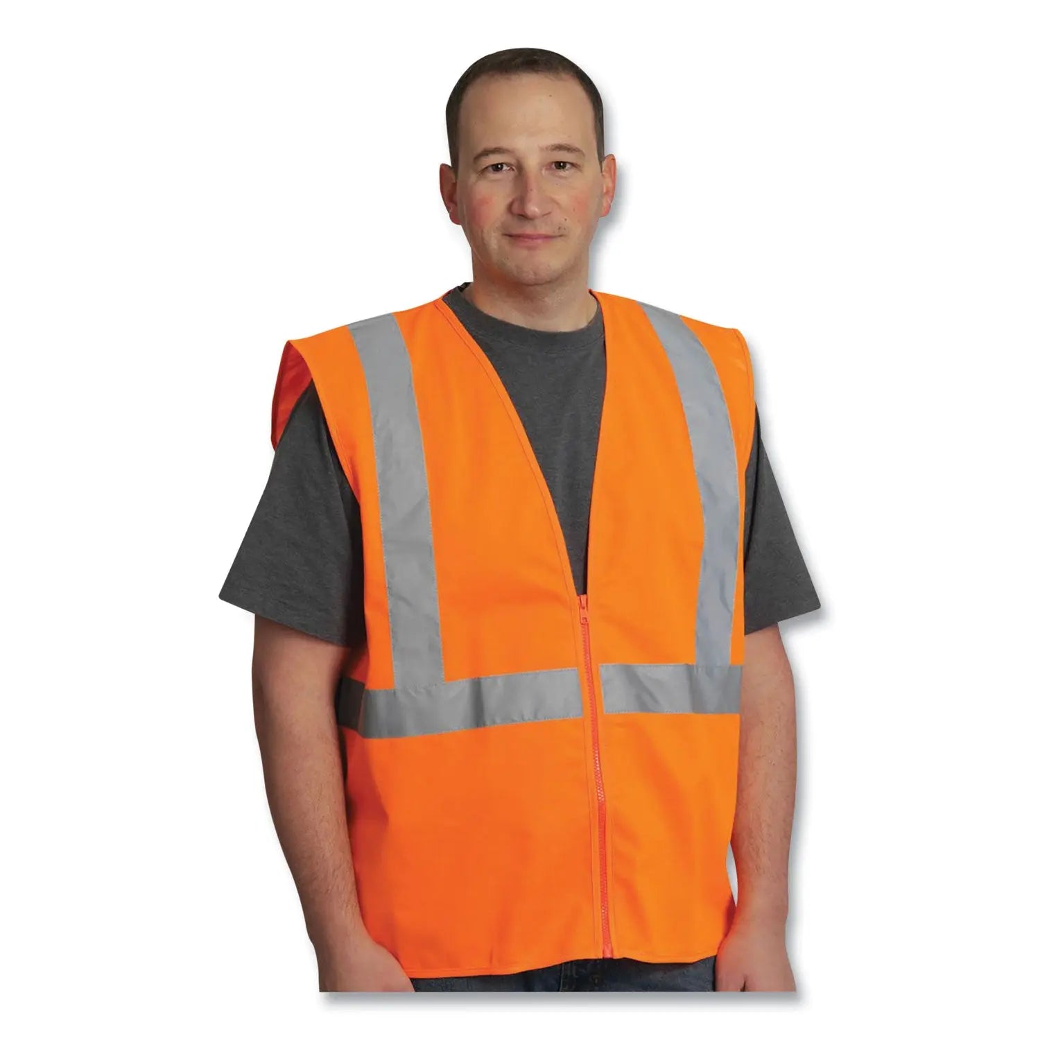 Zipper Safety Vest, 2X-Large, Hi-Viz Orange PIP Flipcost
