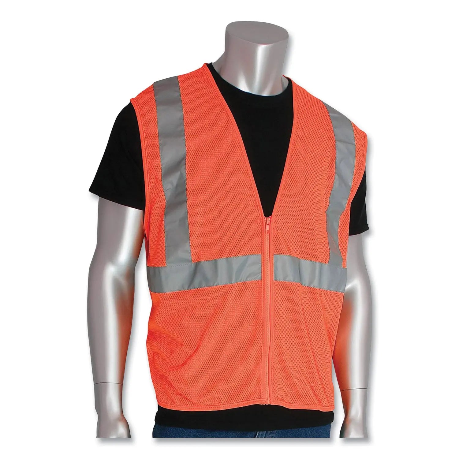 Zipper Safety Vest, 2X-Large, Hi-Viz Orange PIP Flipcost