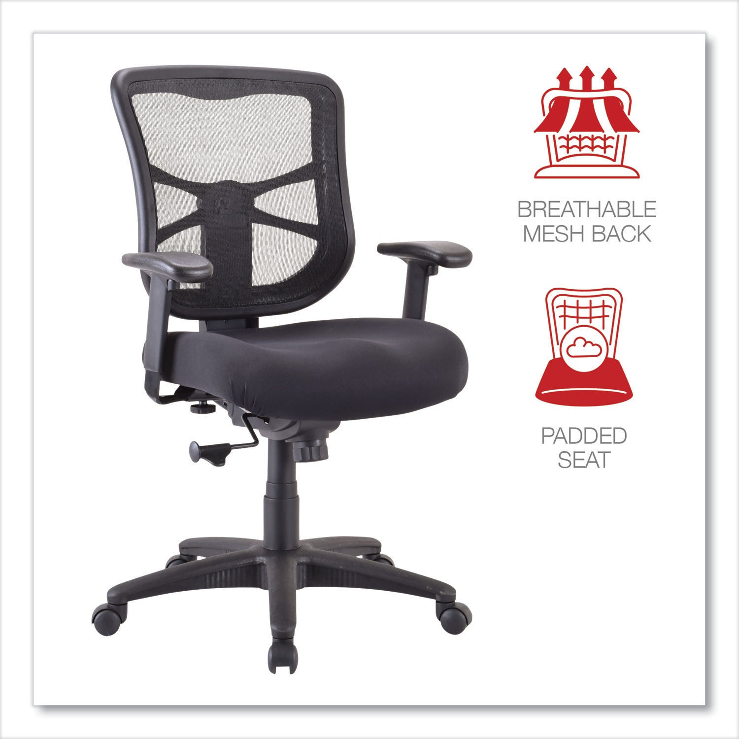 Alera® Alera Elusion Series Mesh Mid-Back Swivel/tilt Chair, Supports Up To 275 Lb, 17.9" To 21.8" Seat Height, Black