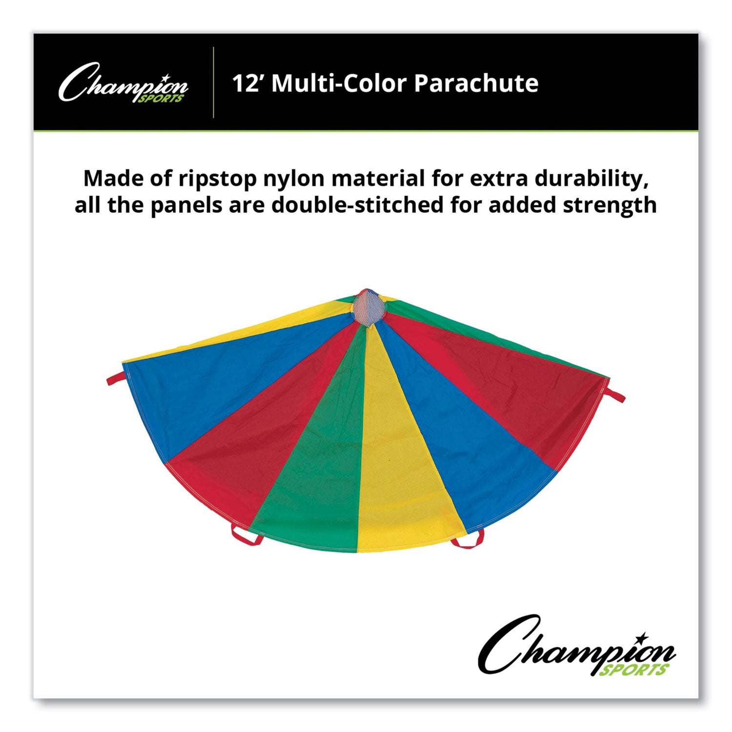 Champion Sports Nylon Multicolor Parachute, 12 Ft Dia, 12 Handles