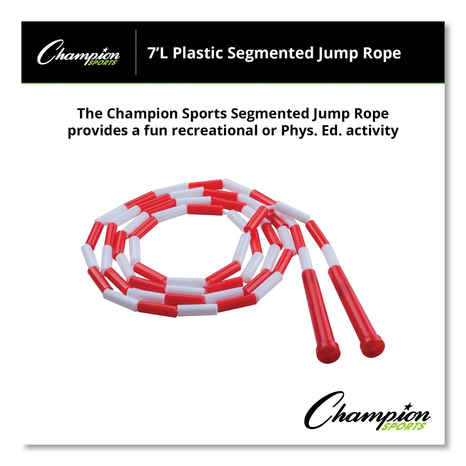 Champion Sports Segmented Plastic Jump Rope, 7 Ft, Red/white